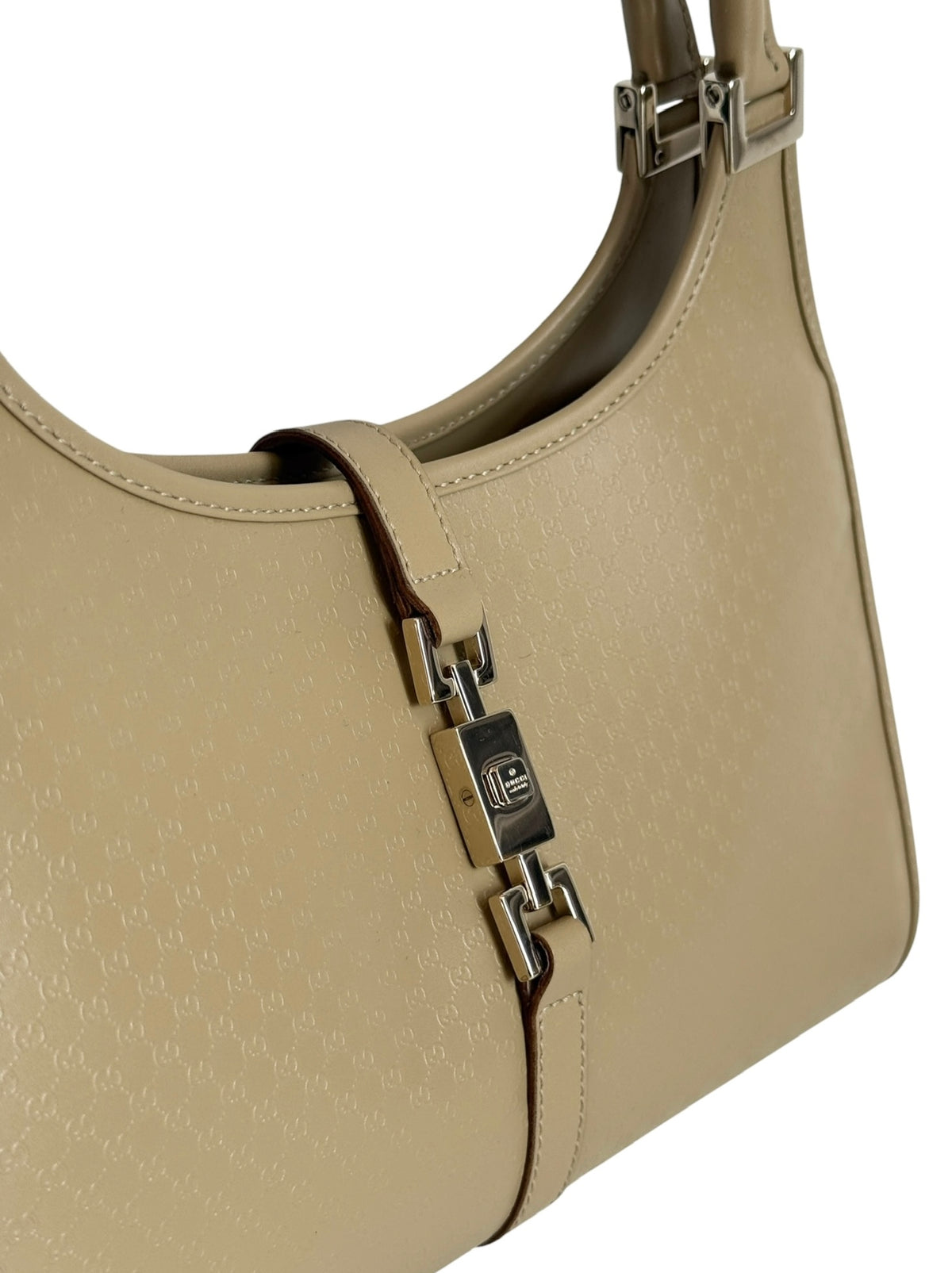 Gucci Vintage Beige GG Microguccissima Monogram Coated Leather Small Jackie Shoulder Bag