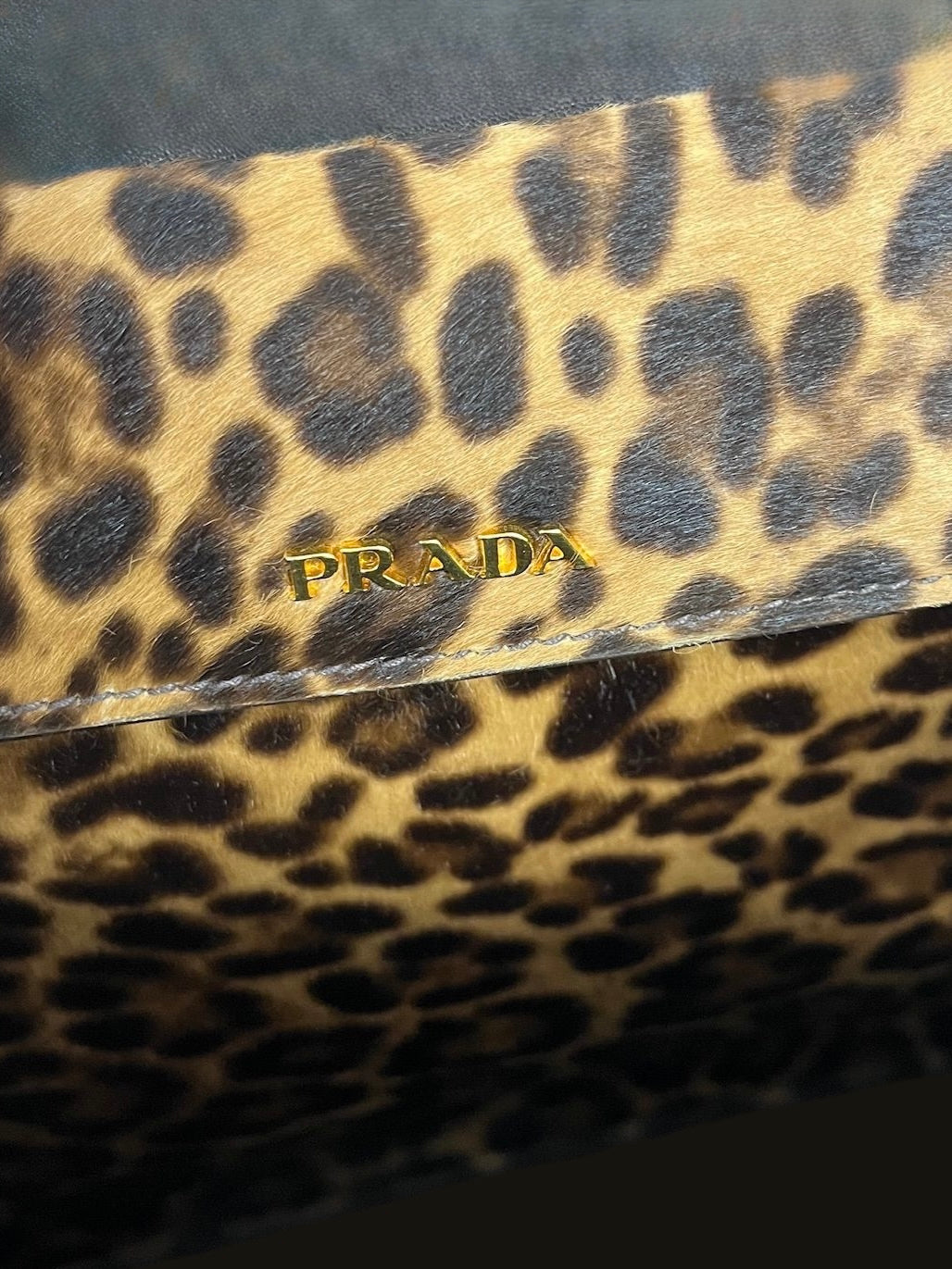 Prada Vintage Brown Suede & Leopard Print Pony Hair Large Two-Way Shoulder Tote Bag