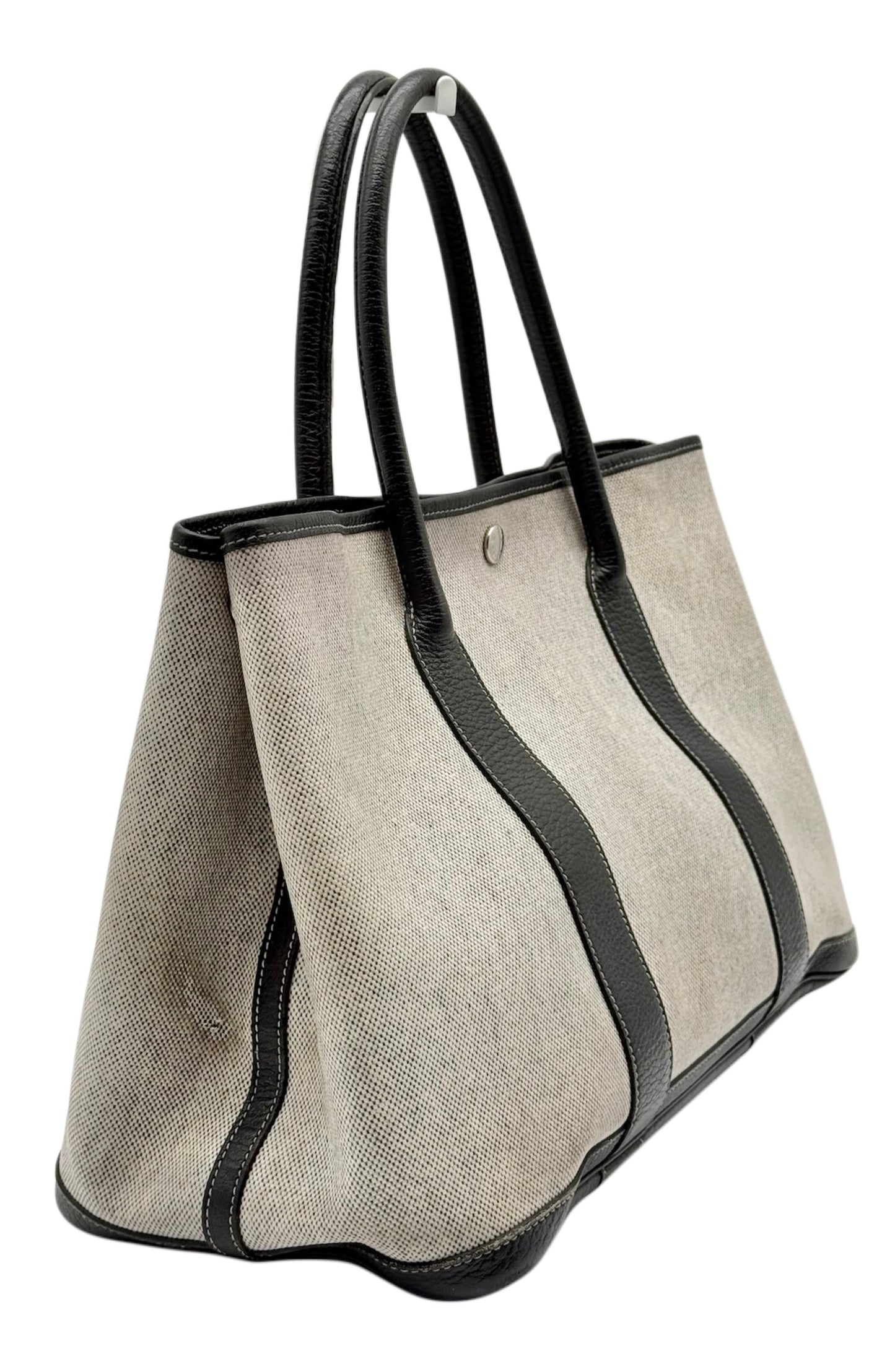 Hermès Vintage Gray Canvas Garden Party 36 Shoulder Tote Bag