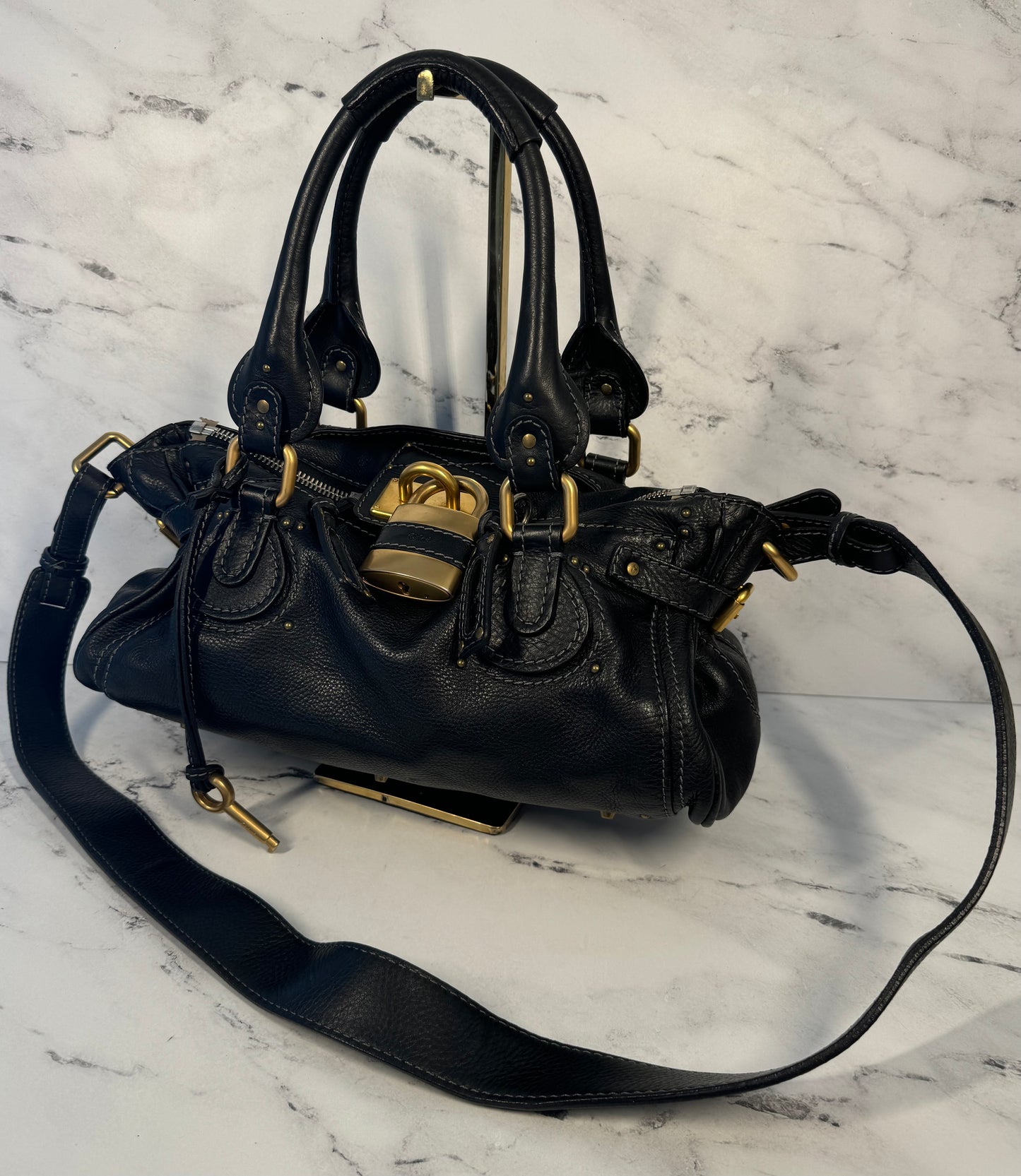 Chloé Vintage Black Leather Paddington Shoulder & Crossbody Bag