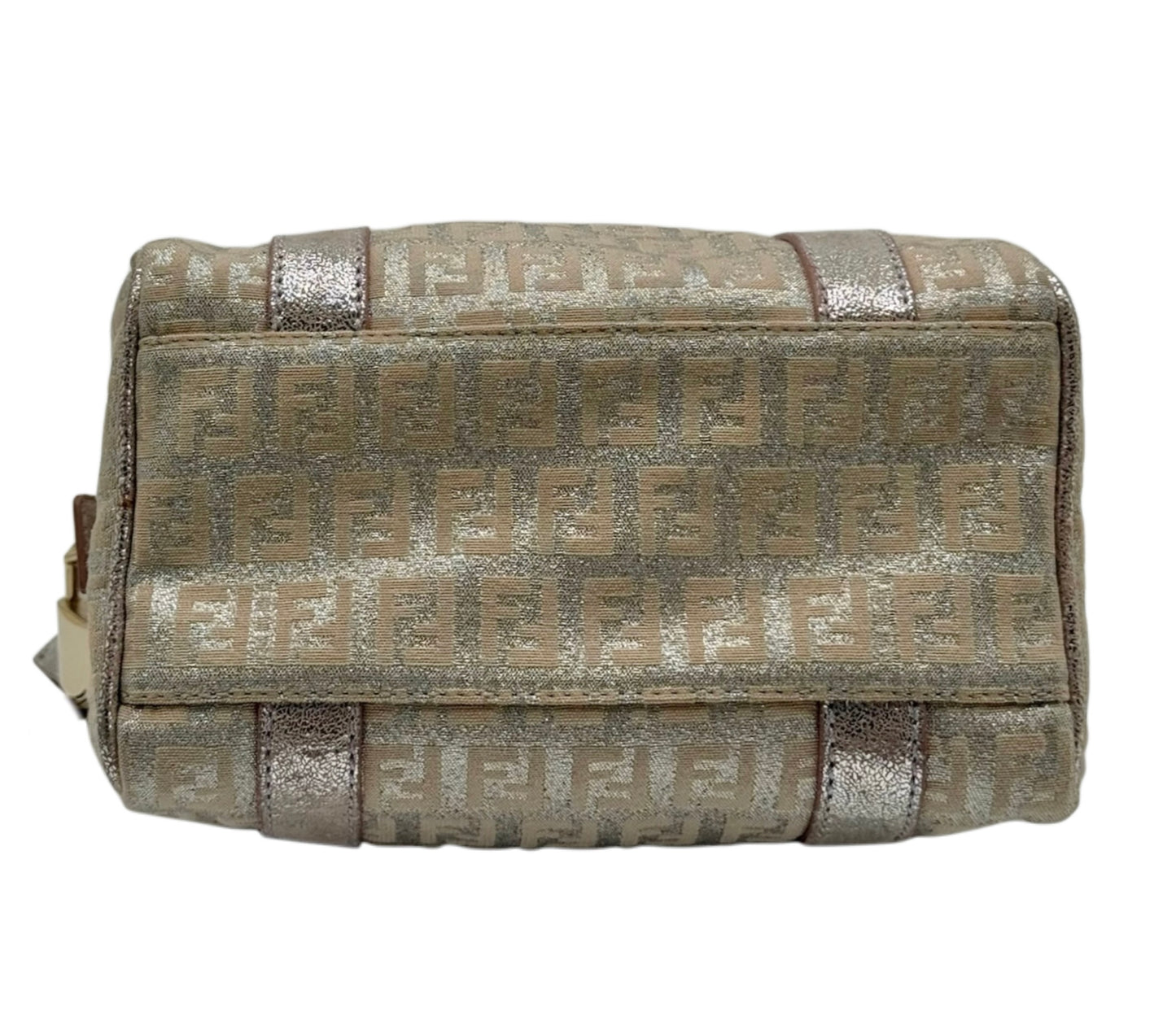 Fendi Vintage Metallic Pink Zucchino Zucca Monogram Mini Boston Top Handle Bag
