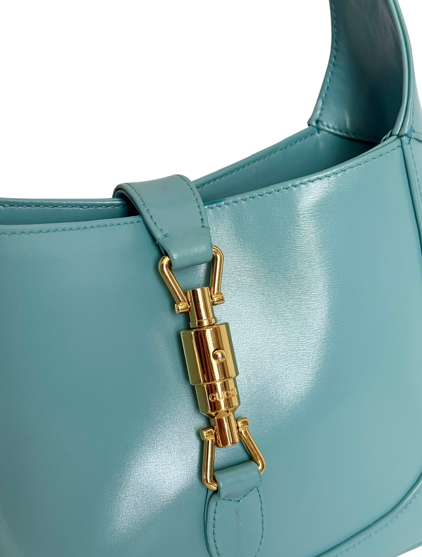 Gucci Teal Blue Leather 1961 Small 2-Way Jackie Shoulder Bag with Adjustable Long Strap