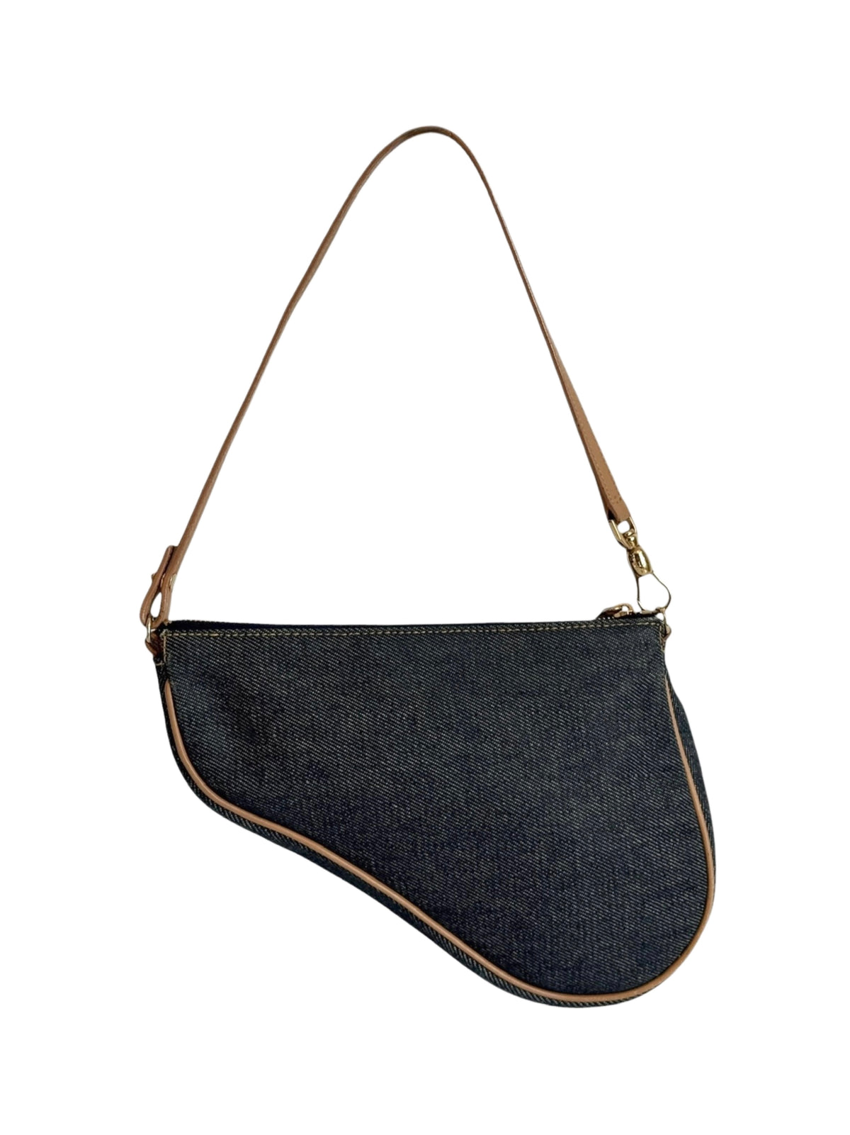 Dior Vintage 2001 Blue Denim Mini Saddle Shoulder Pochette Bag