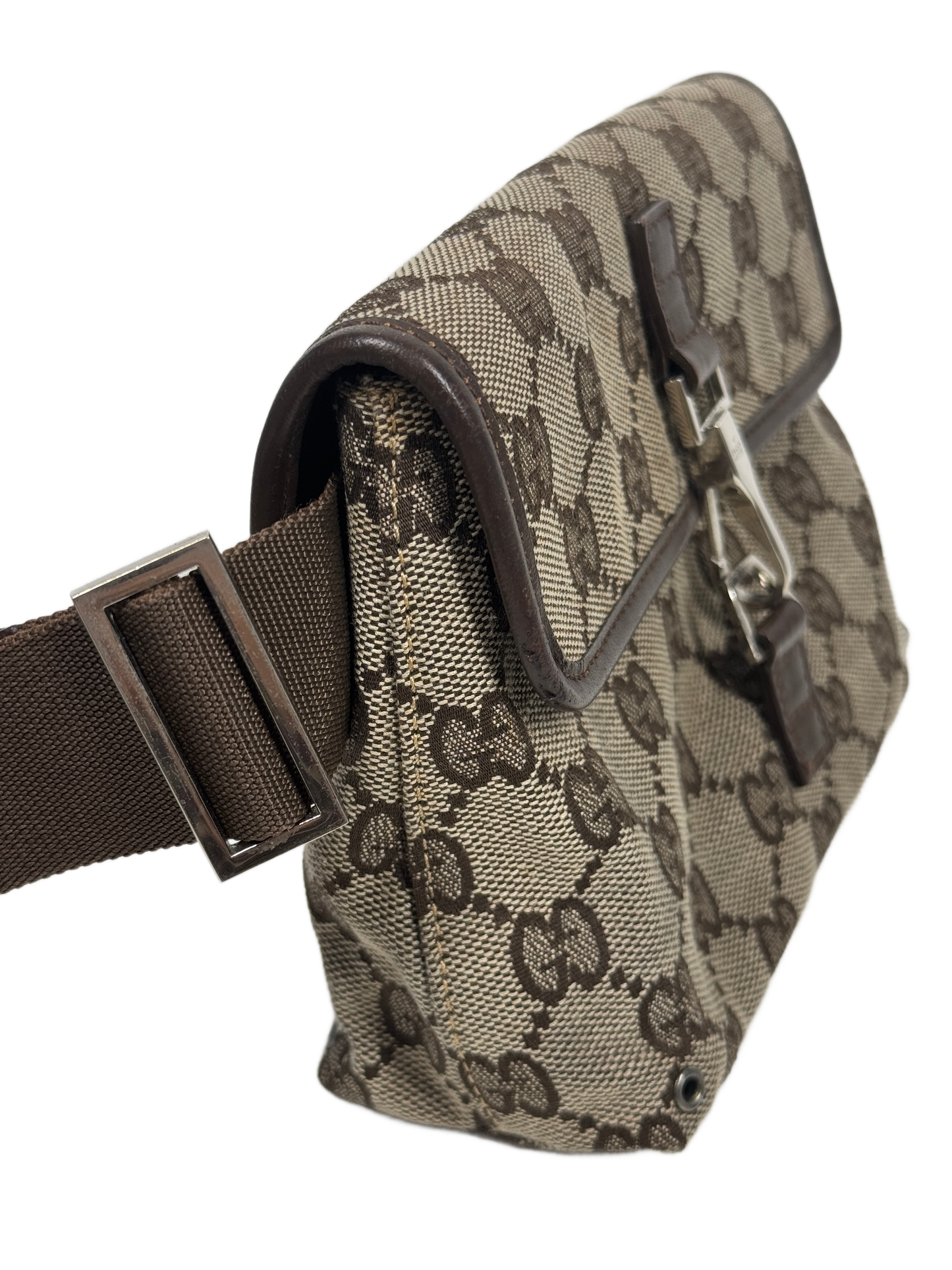 Gucci Vintage Brown GG Monogram Canvas Bum Belt Waist Bag