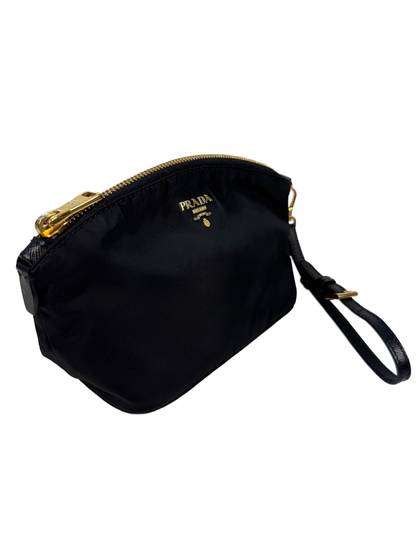 Prada Vintage Black Nylon Half Moon Small Wristlet