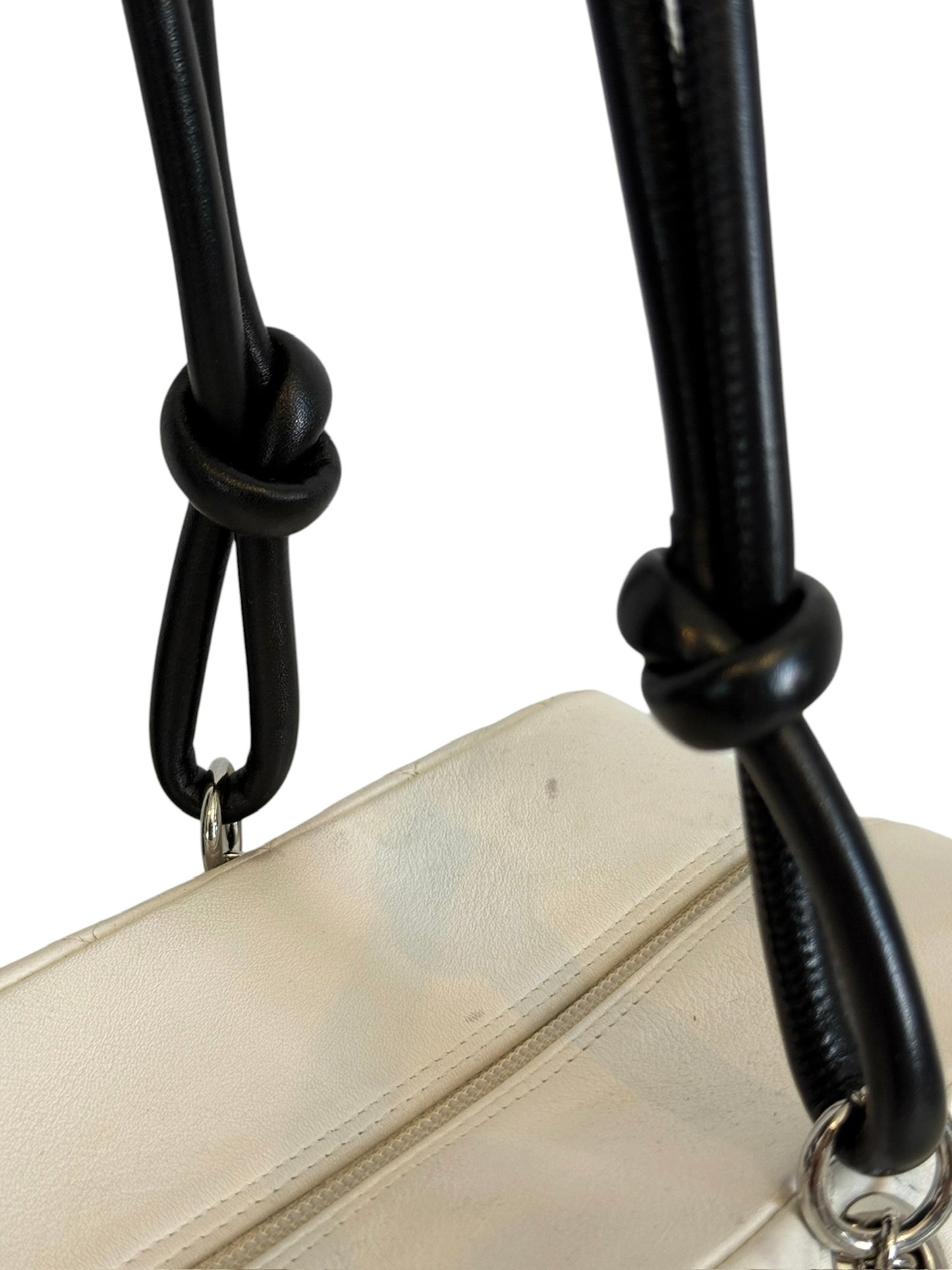 Chanel Vintage 00s White Quilted Lambskin Python CC Cambon Large Reporter Shoulder Bag