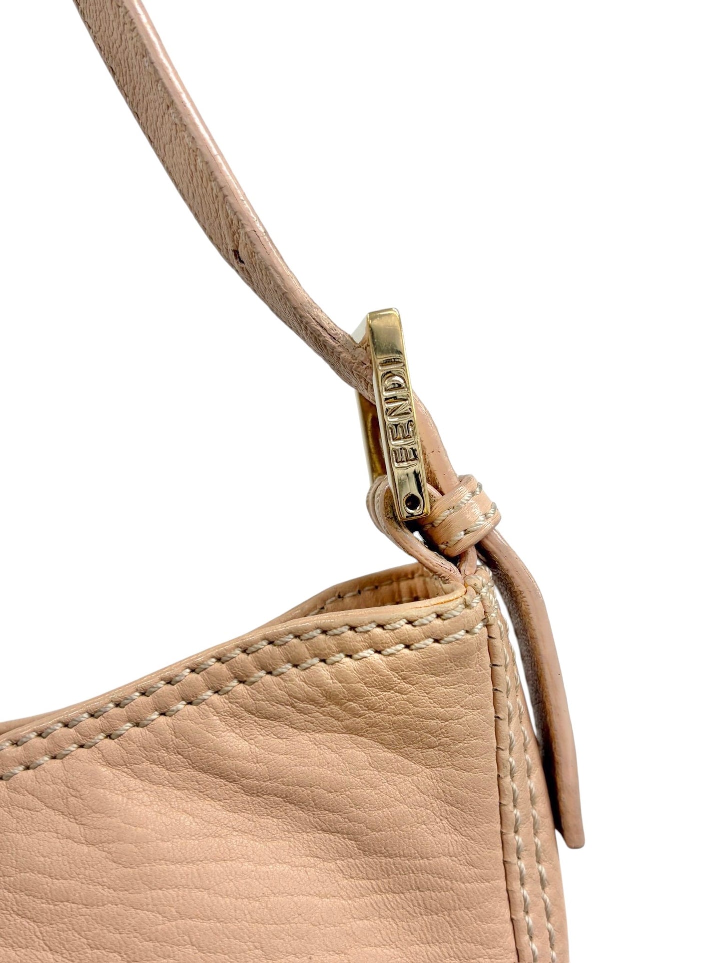 Fendi Vintage Pink Selleria Leather Shoulder Hobo Baguette Bag 