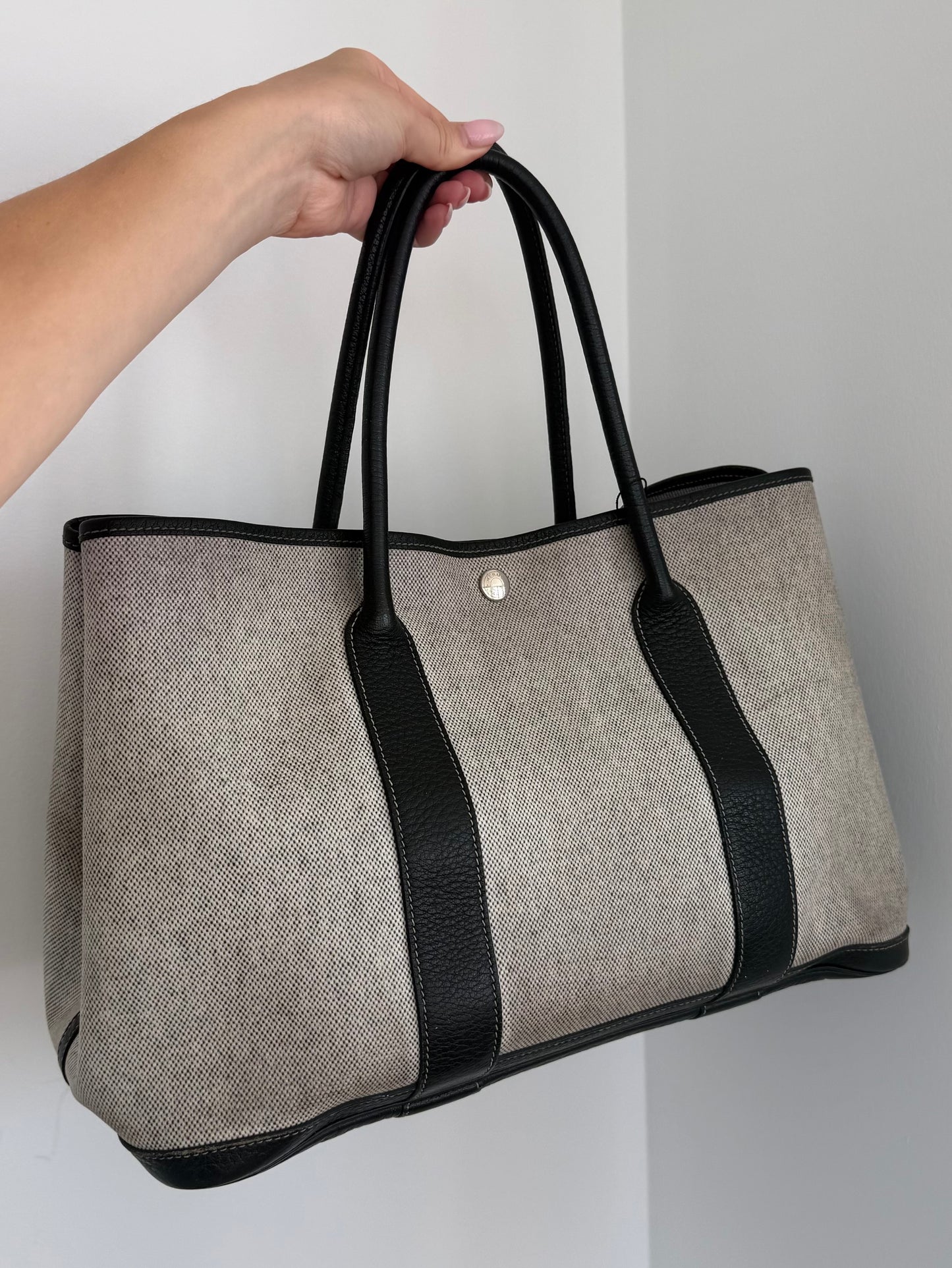 Hermès Vintage Gray Canvas Garden Party 36 Shoulder Tote Bag