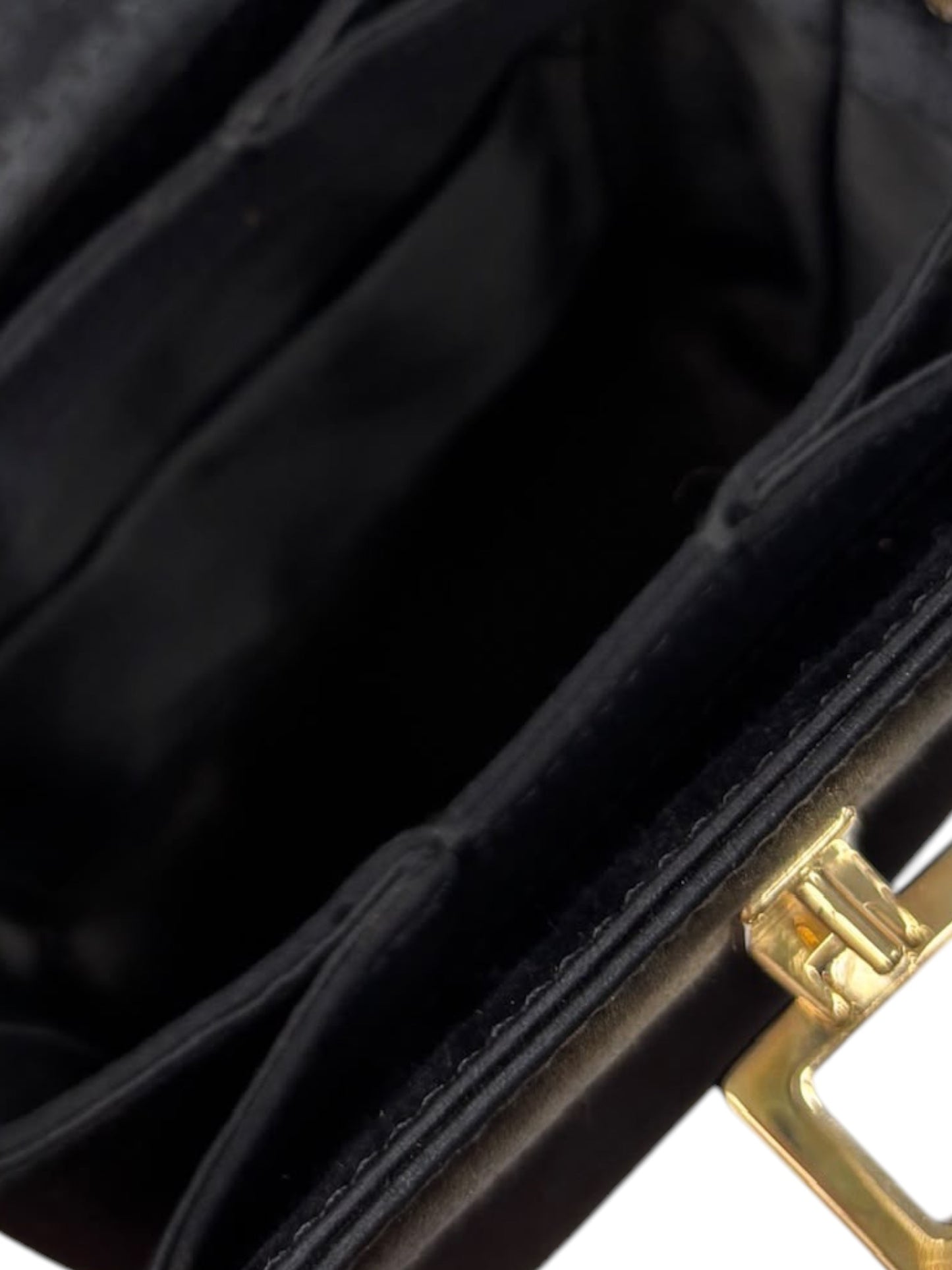 Gucci Vintage 90s Black Satin Gold Logo Mini Bento Box Evening Bag