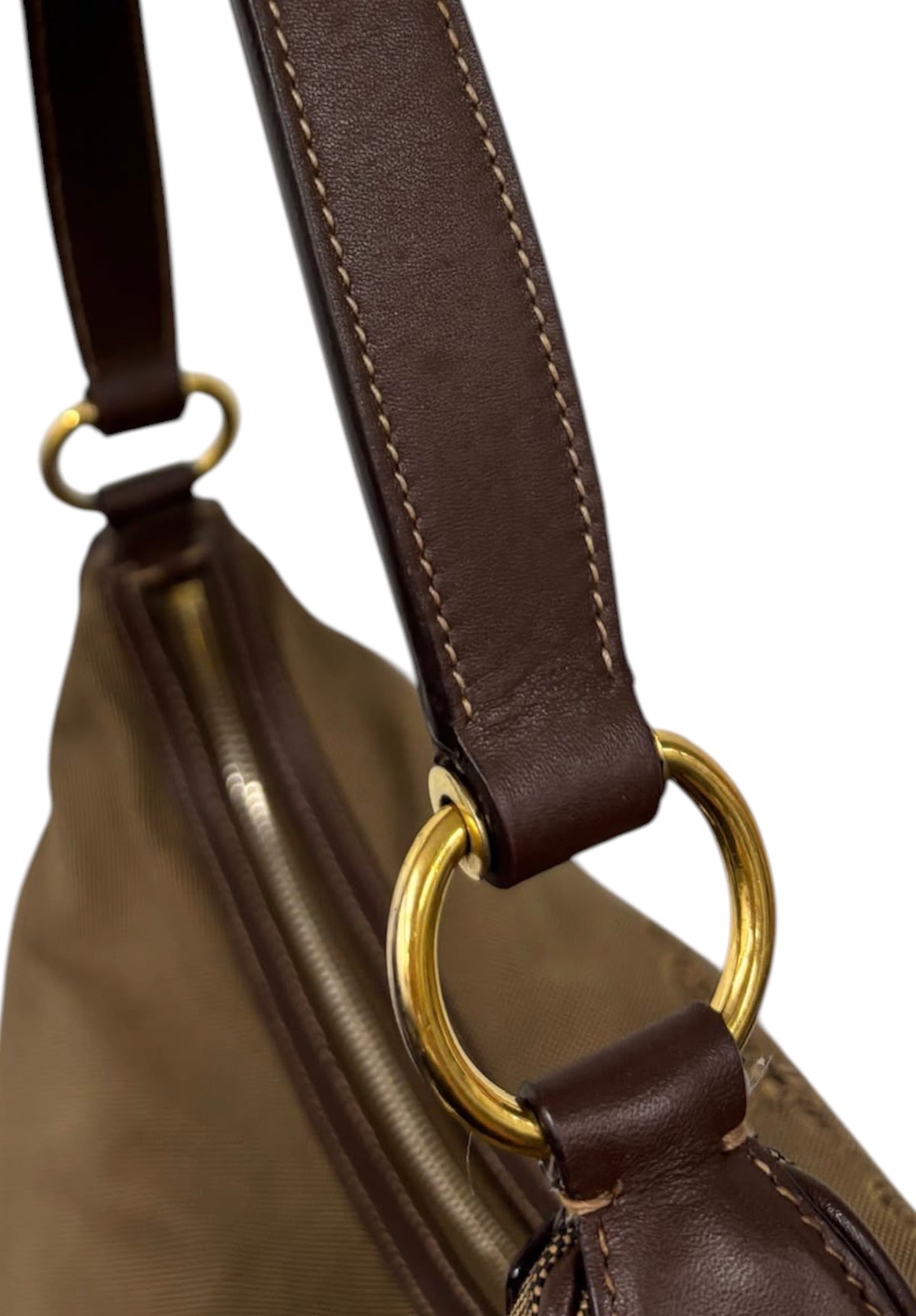 Prada Vintage Dark Brown Jaquard Logo Medium Hobo Shoulder Bag