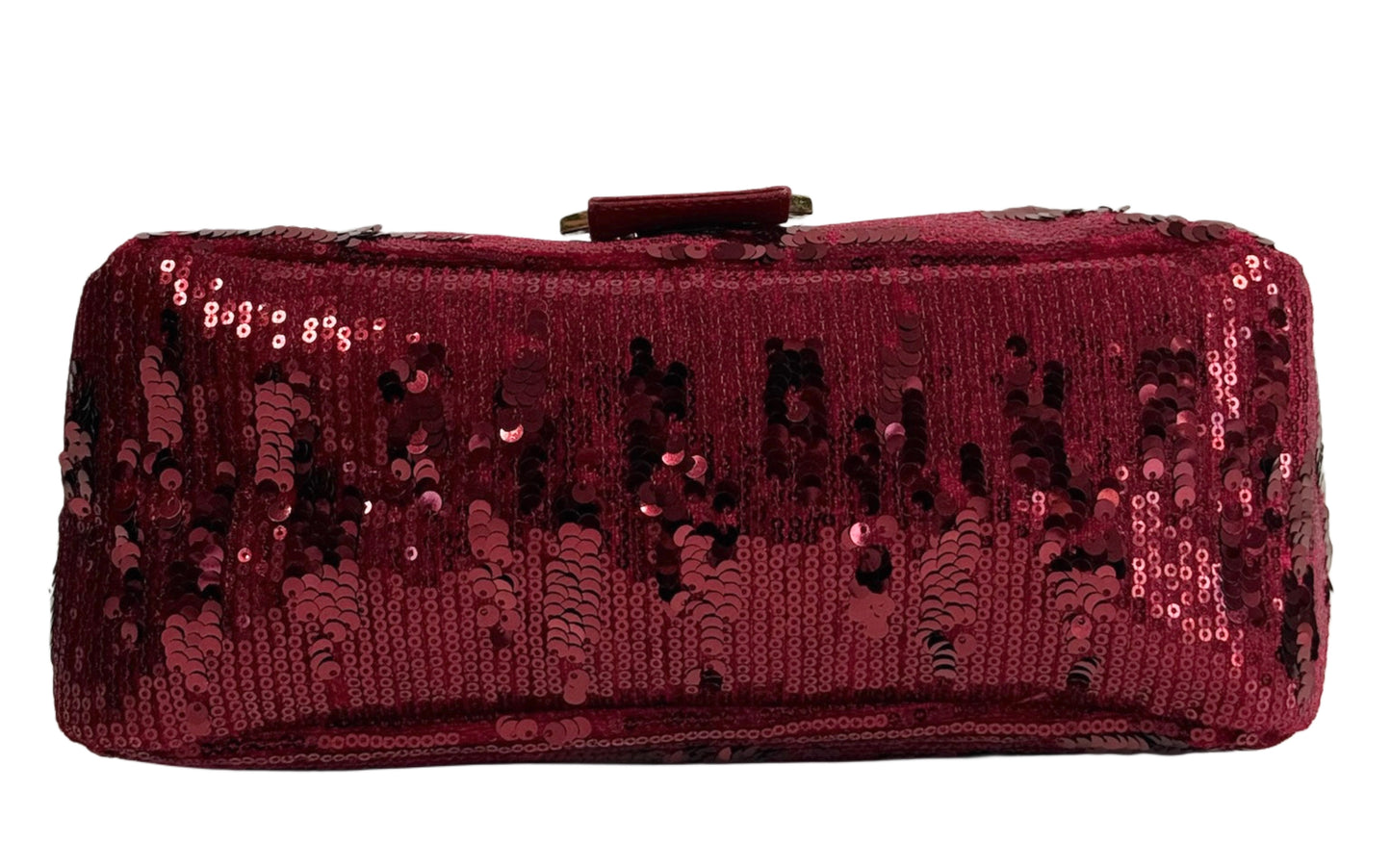 Fendi Vintage Red Sequin Mamma Baguette Shoulder Bag