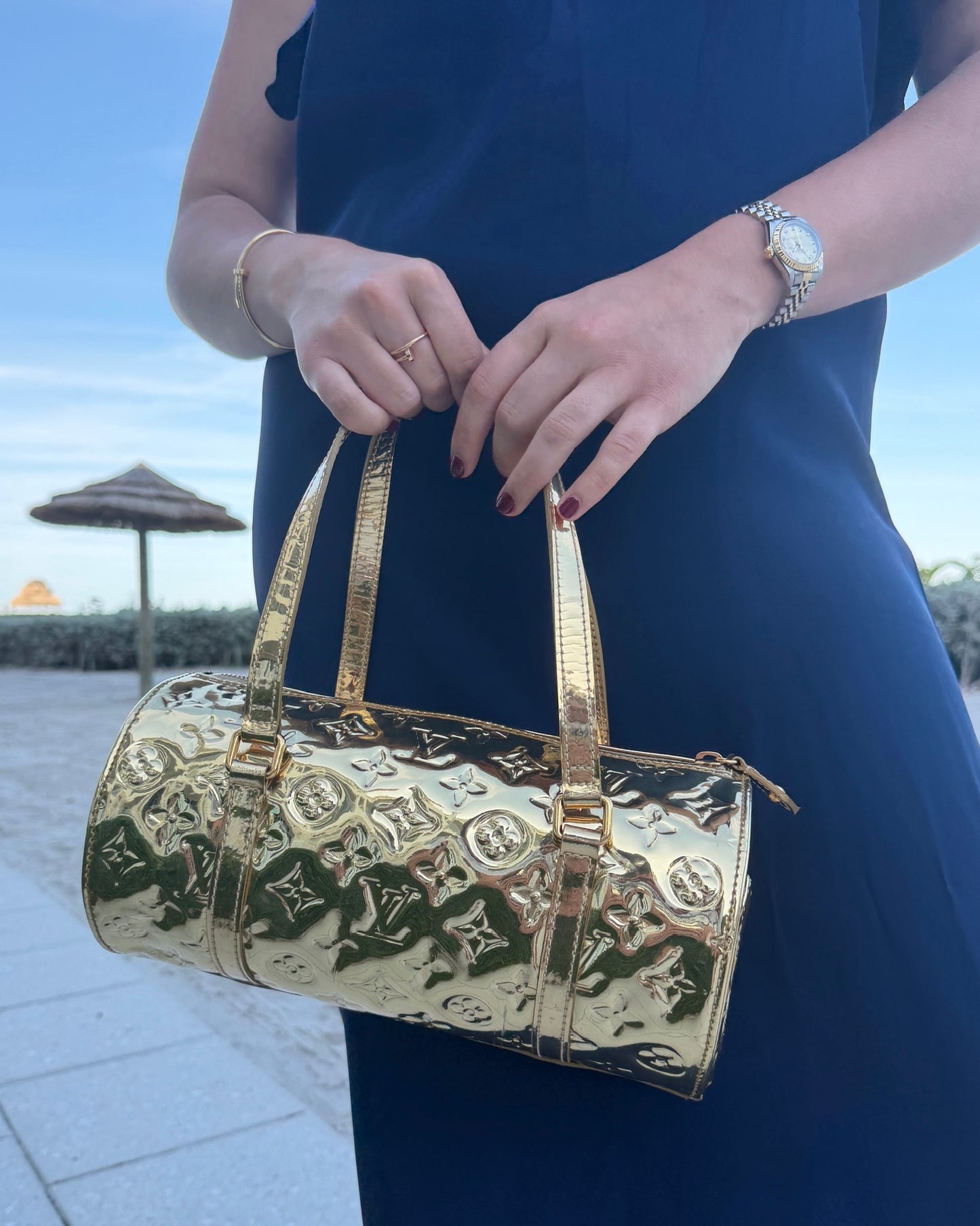 Louis Vuitton by Marc Jacobs Vintage 2006 Gold Monogram Miroir Papillon 26 Bag