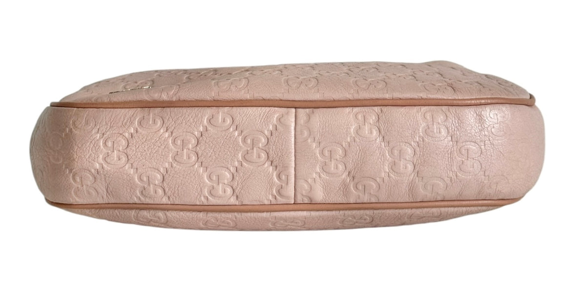 Gucci Vintage Light Pink GG Monogram Embossed Leather Small Shoulder Bag