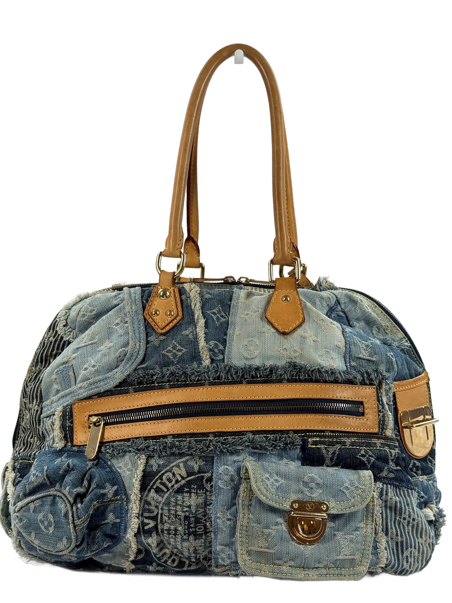Louis Vuitton Vintage 2007 Blue Denim Monogram Patchwork Bowly Bag