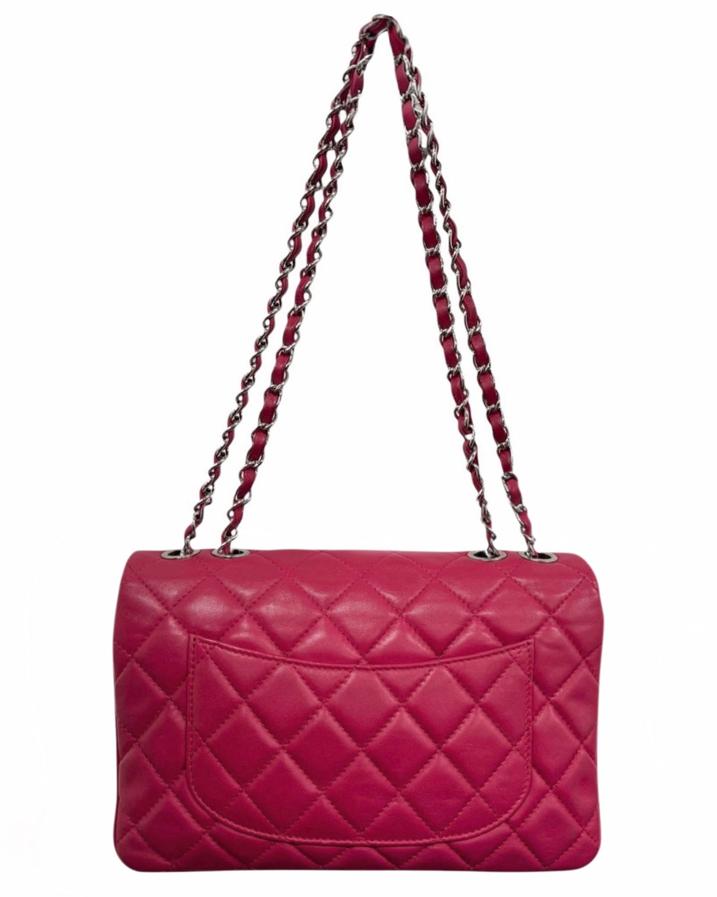Chanel 2014 Raspberry Pink Quilted Lambskin Accordion Medium Classic Flap Bag