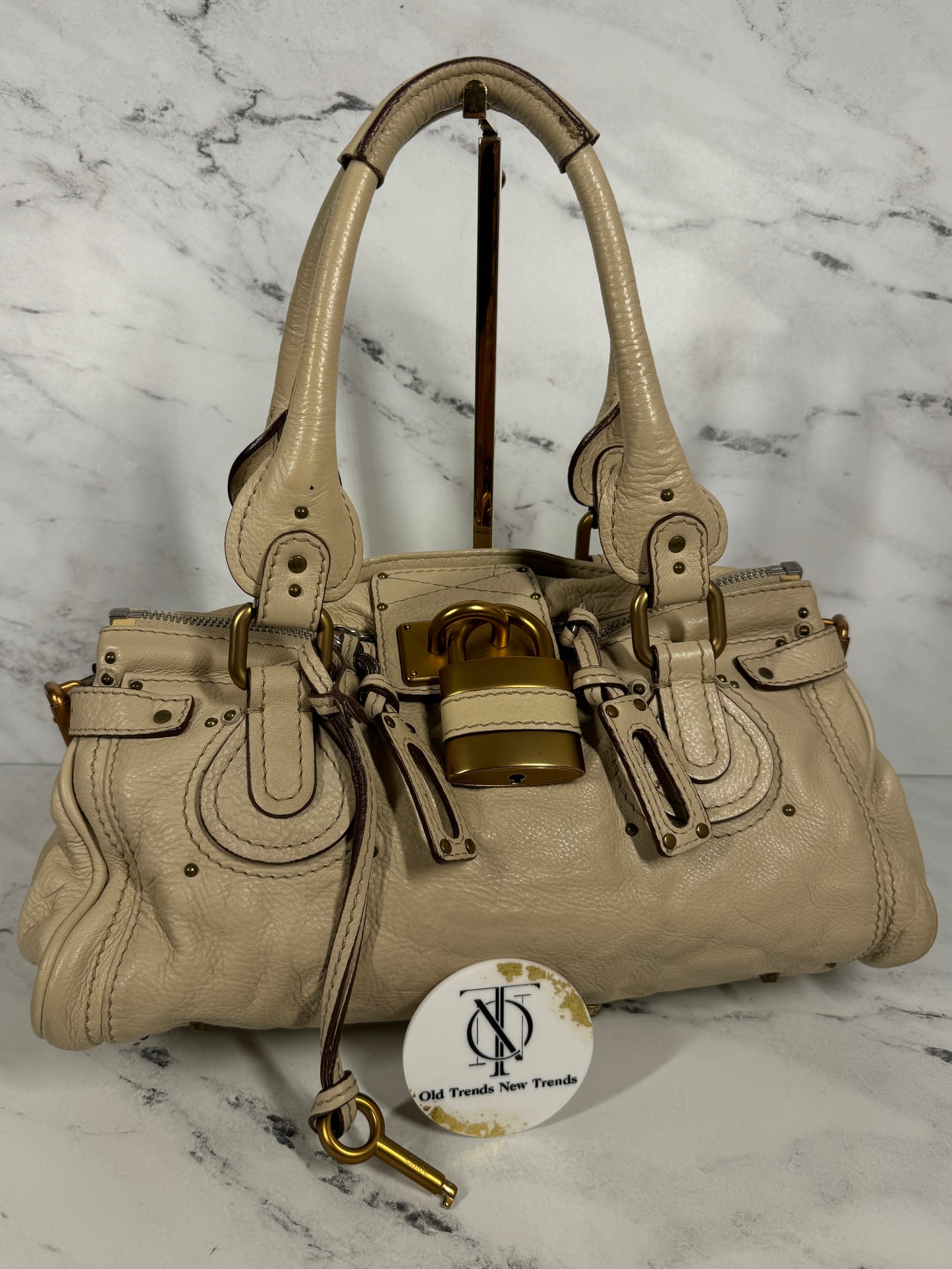 Chloé Vintage Beige Leather Paddington Shoulder Bag