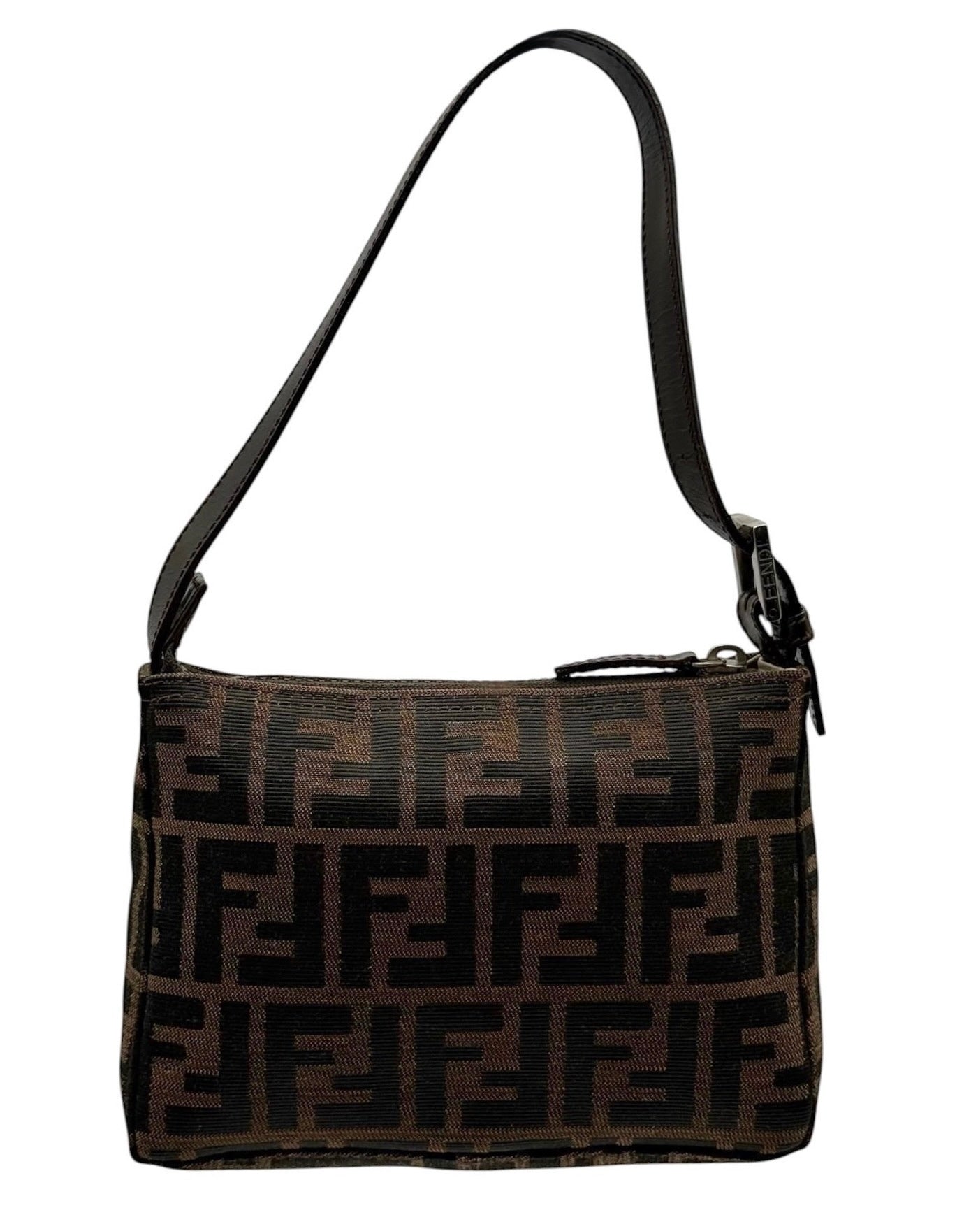 Fendi Vintage Brown Zucca Monogram Mini Square Pochette Bag