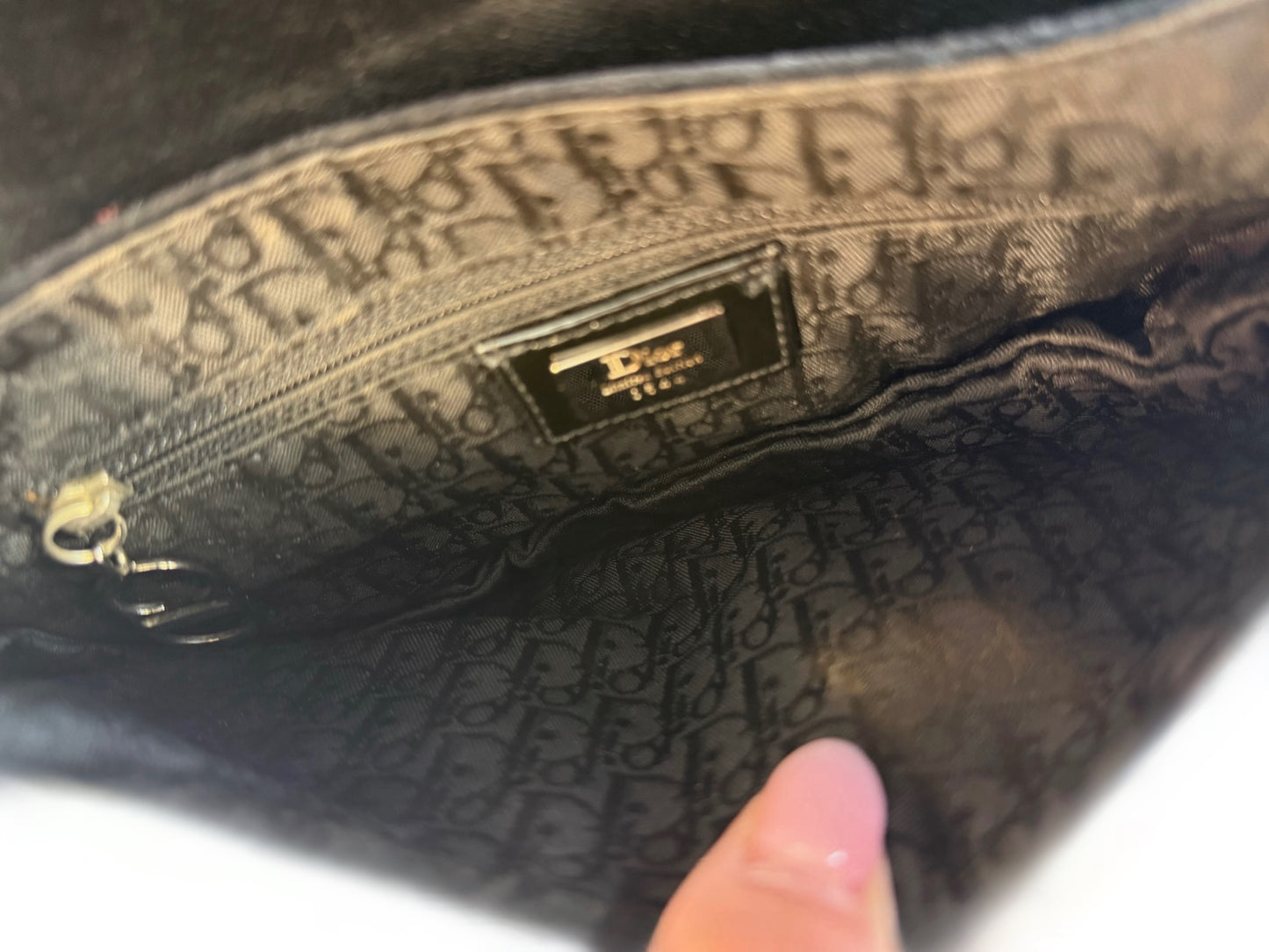 Dior Vintage Black Velvet Pom Pom Sequin Embellished Saddle Shoulder Bag #0544