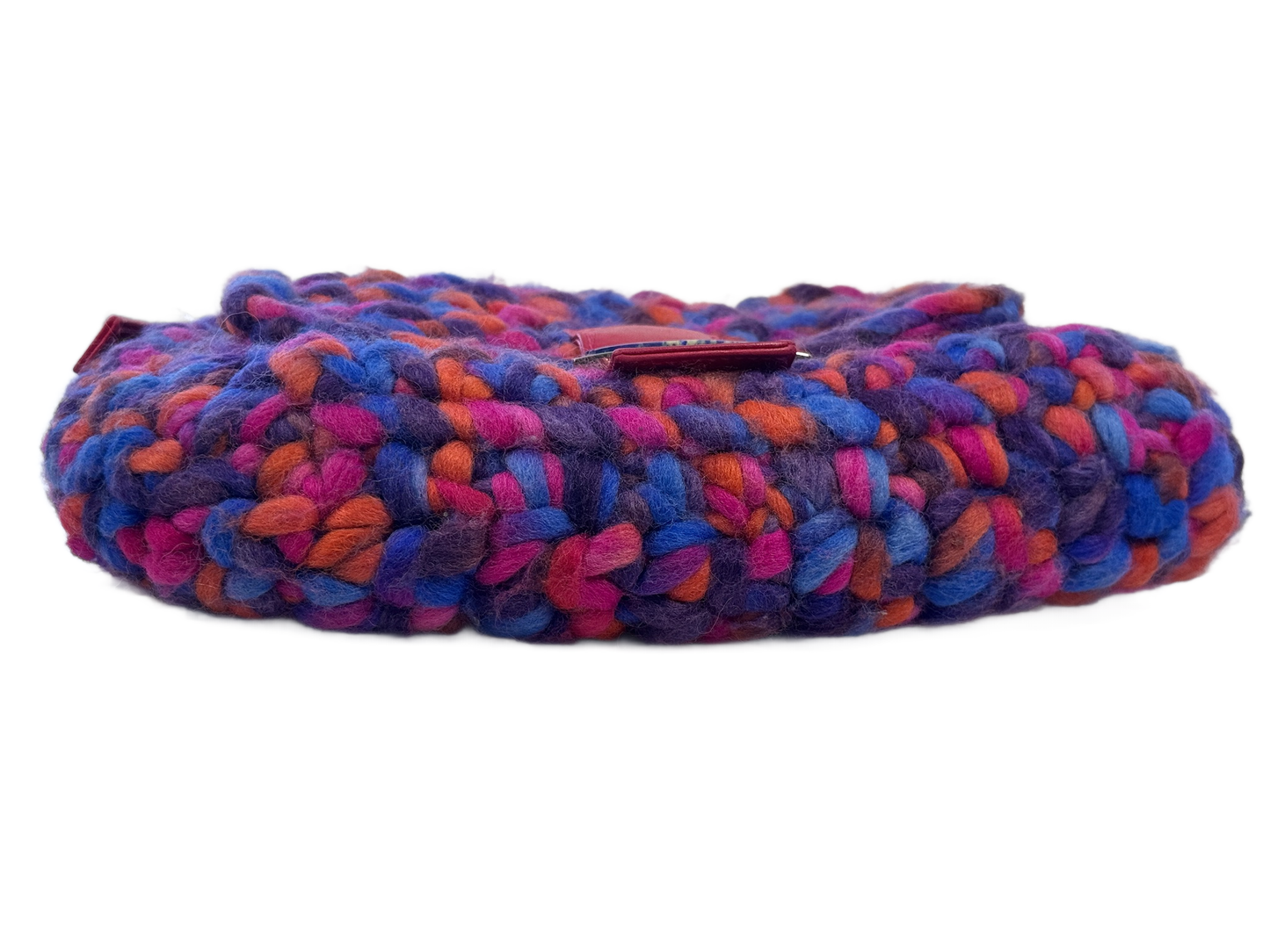 Fendi Vintage Fuchsia Pink Purple  Multicolor Braided Wool Mamma Baguette Baguette Bag