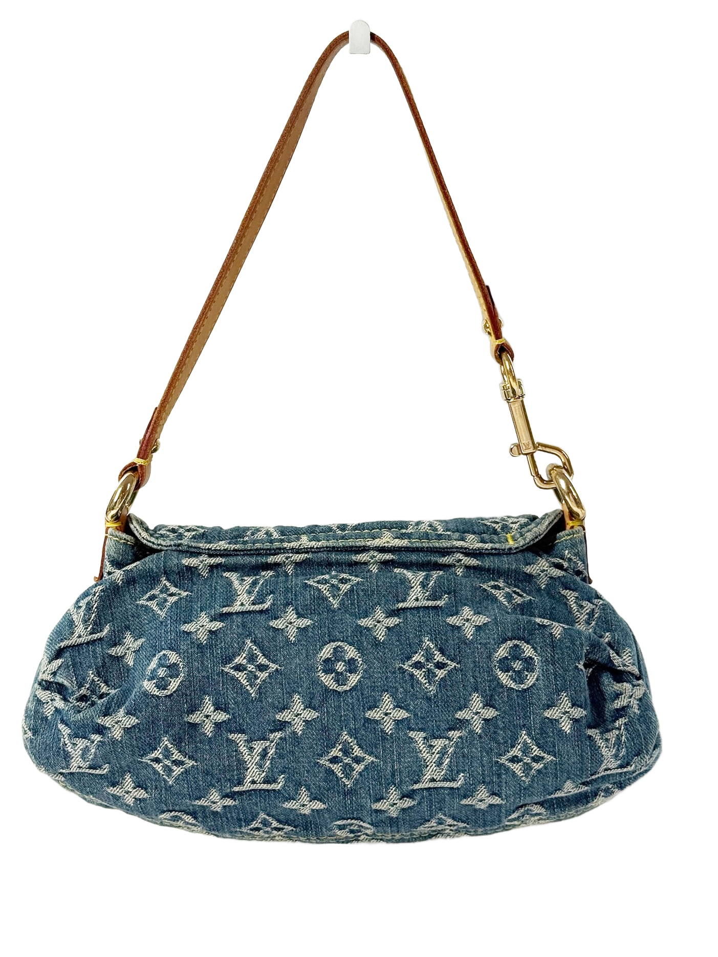 Louis Vuitton Vintage Blue Denim Monogram Mini Pleaty Pochette Shoulder Bag