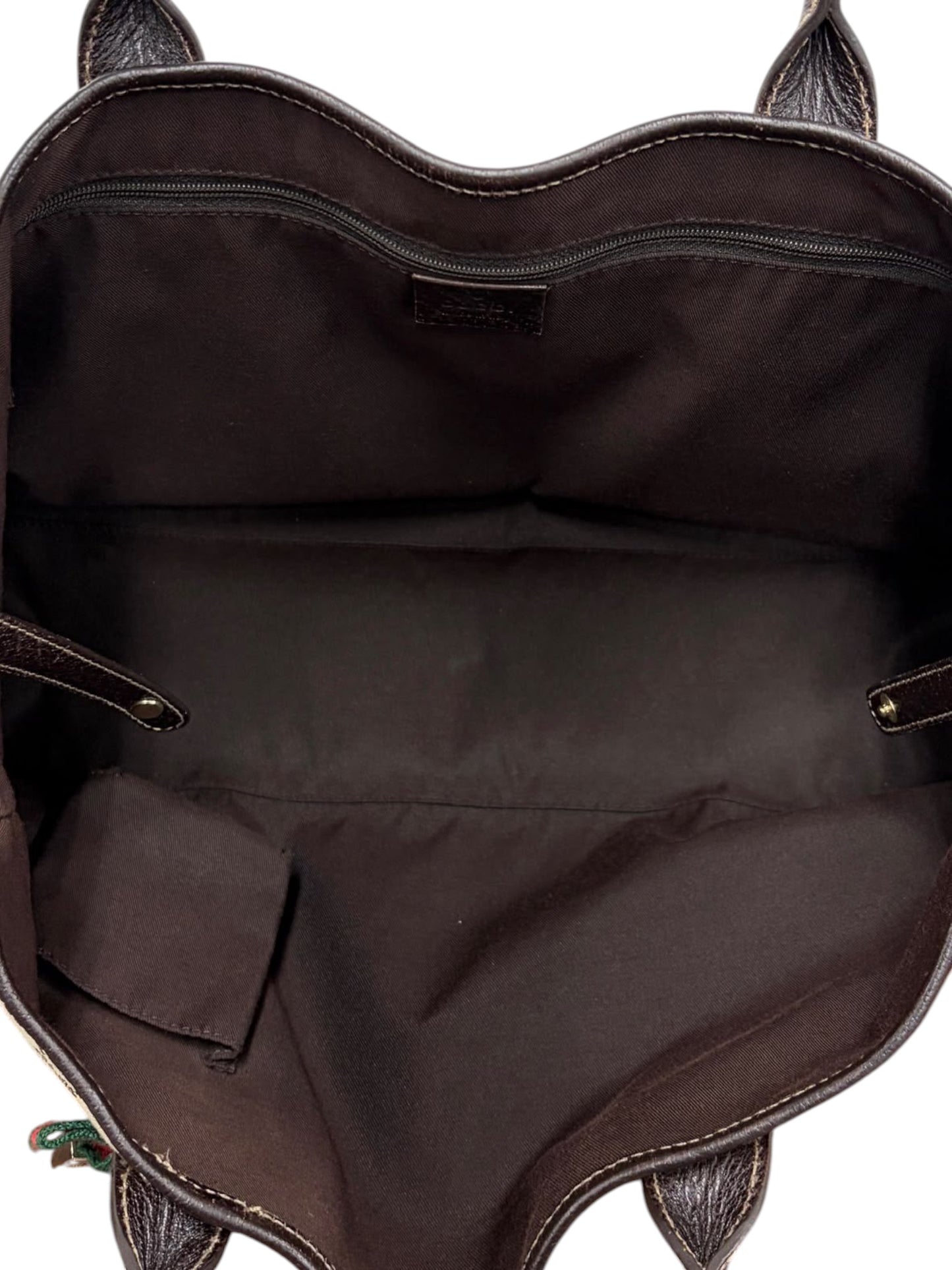 Gucci Vintage Brown GG Monogram Medium Princy Shoulder Tote Bag with Webb Stripe Bow