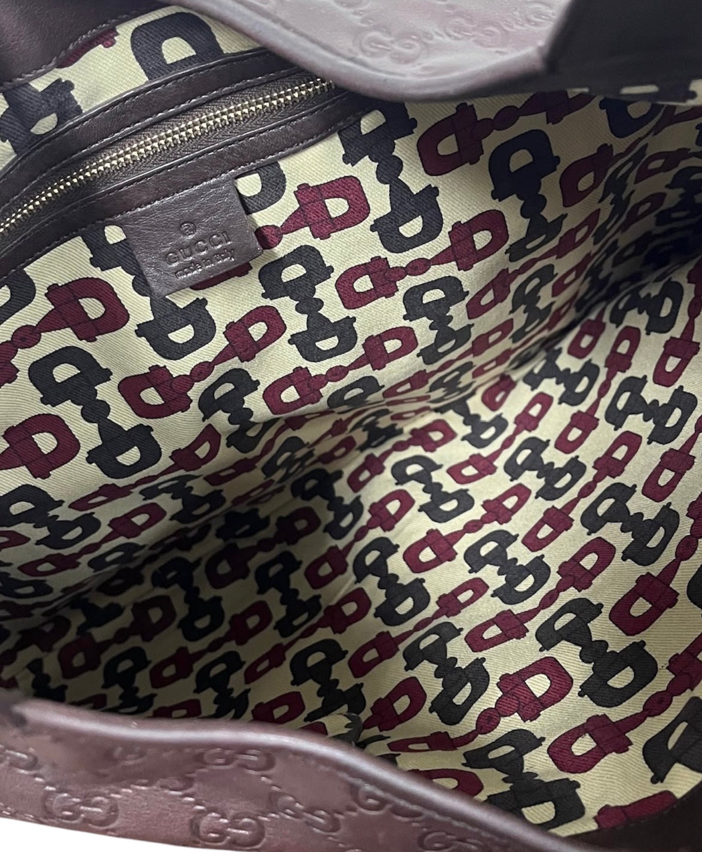 Gucci Vintage Dark Brown GG Monogram Embossed Lambskin Leather XL Jackie O Hobo Shoulder Bag