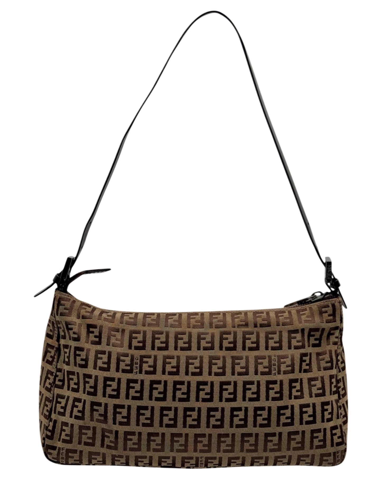 Fendi Vintage Light Brown Zucca Zucchino Monogram Medium Shoulder Pochette Bag