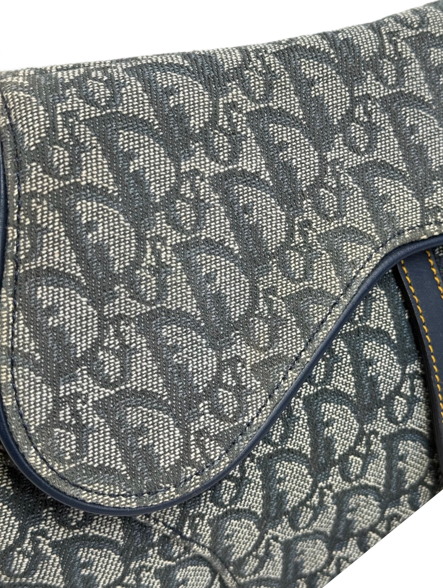 Dior Vintage 2000 Blue Trotter Monogram Medium Saddle Bag