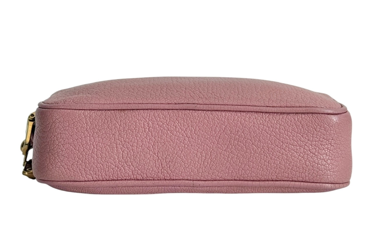 Miu Miu Vintage Rose Pink Leather Mini Double Zip Pochette Bag