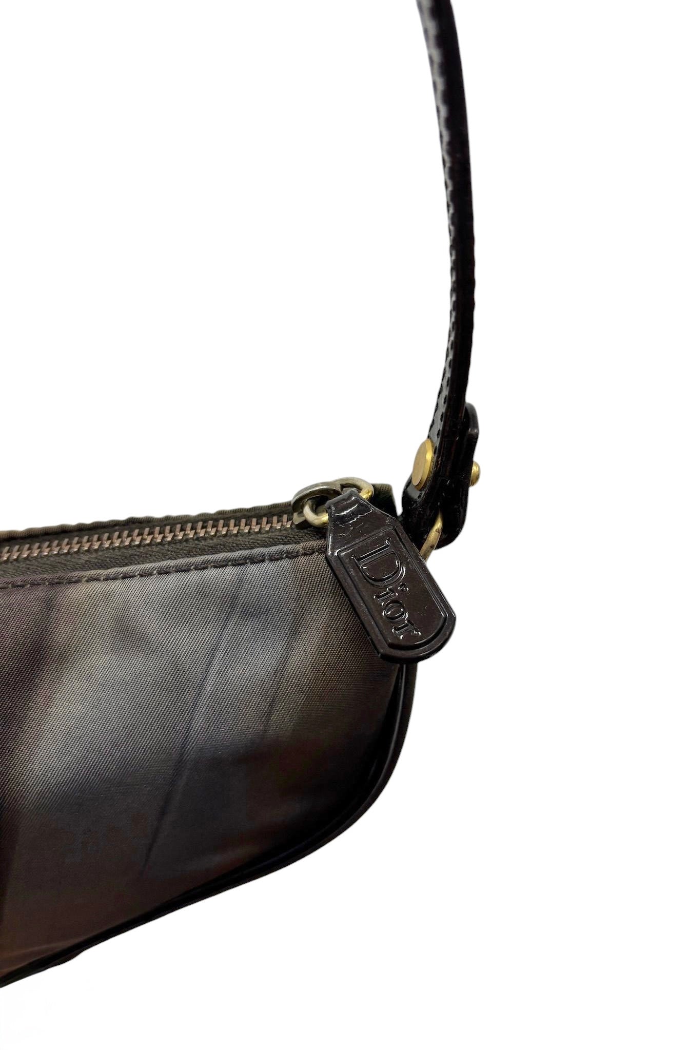 Dior Vintage F/W 2001 by John Galliano Blue Green Abstract Nylon Mini Saddle Pochette Bag