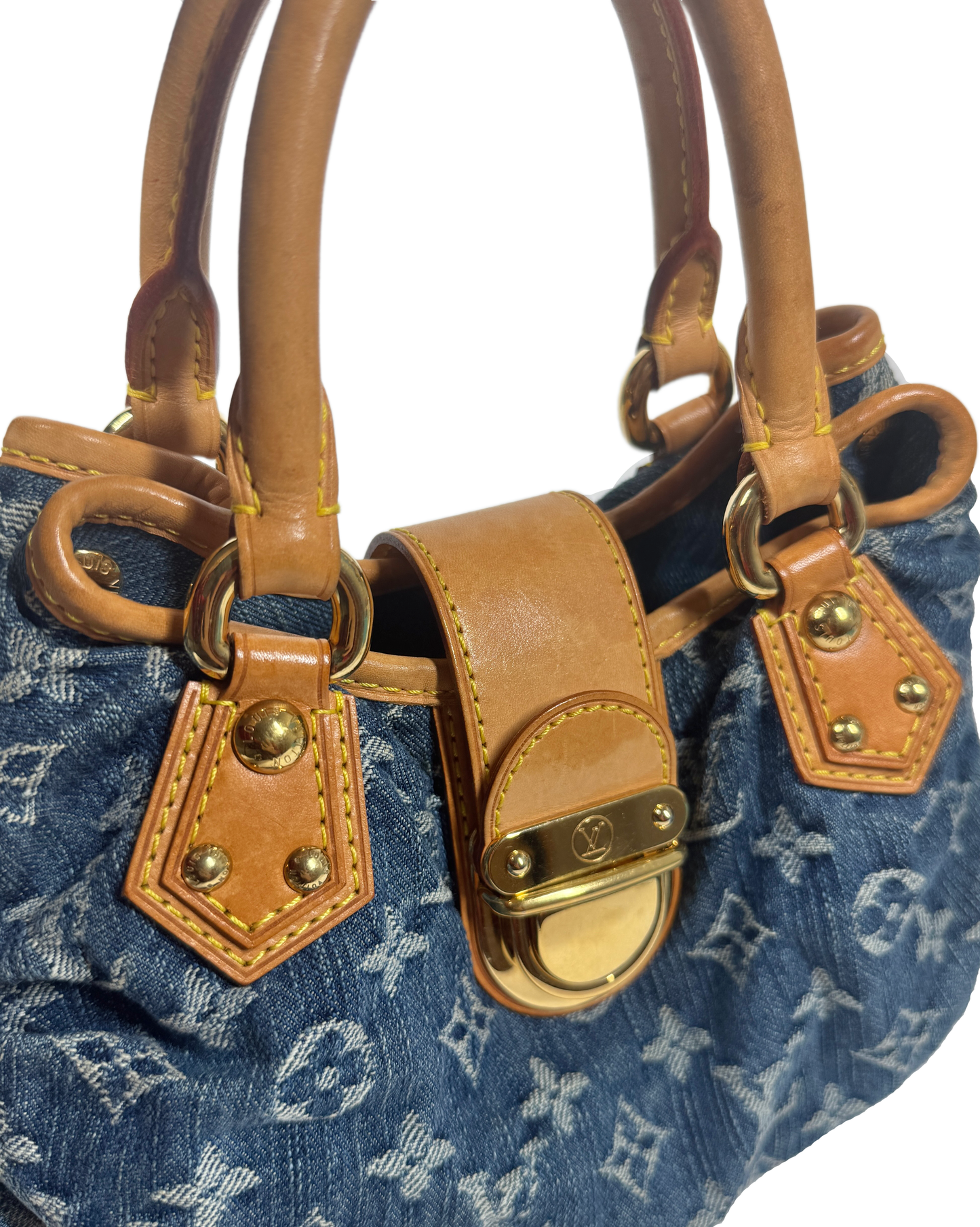 Louis Vuitton Vintage 2005 Blue Denim Monogram Mini Small Pleaty Bag