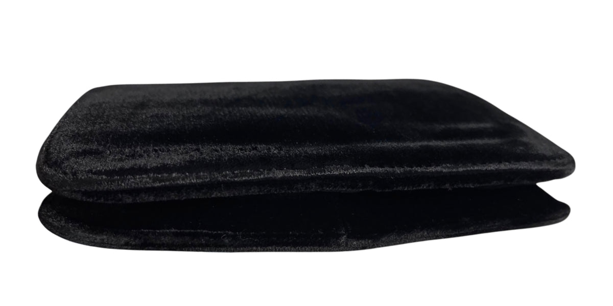 Bottega Veneta Vintage Black Velvet Kisslock Shoulder Bag with Beaded Handle Detail & Mirror
