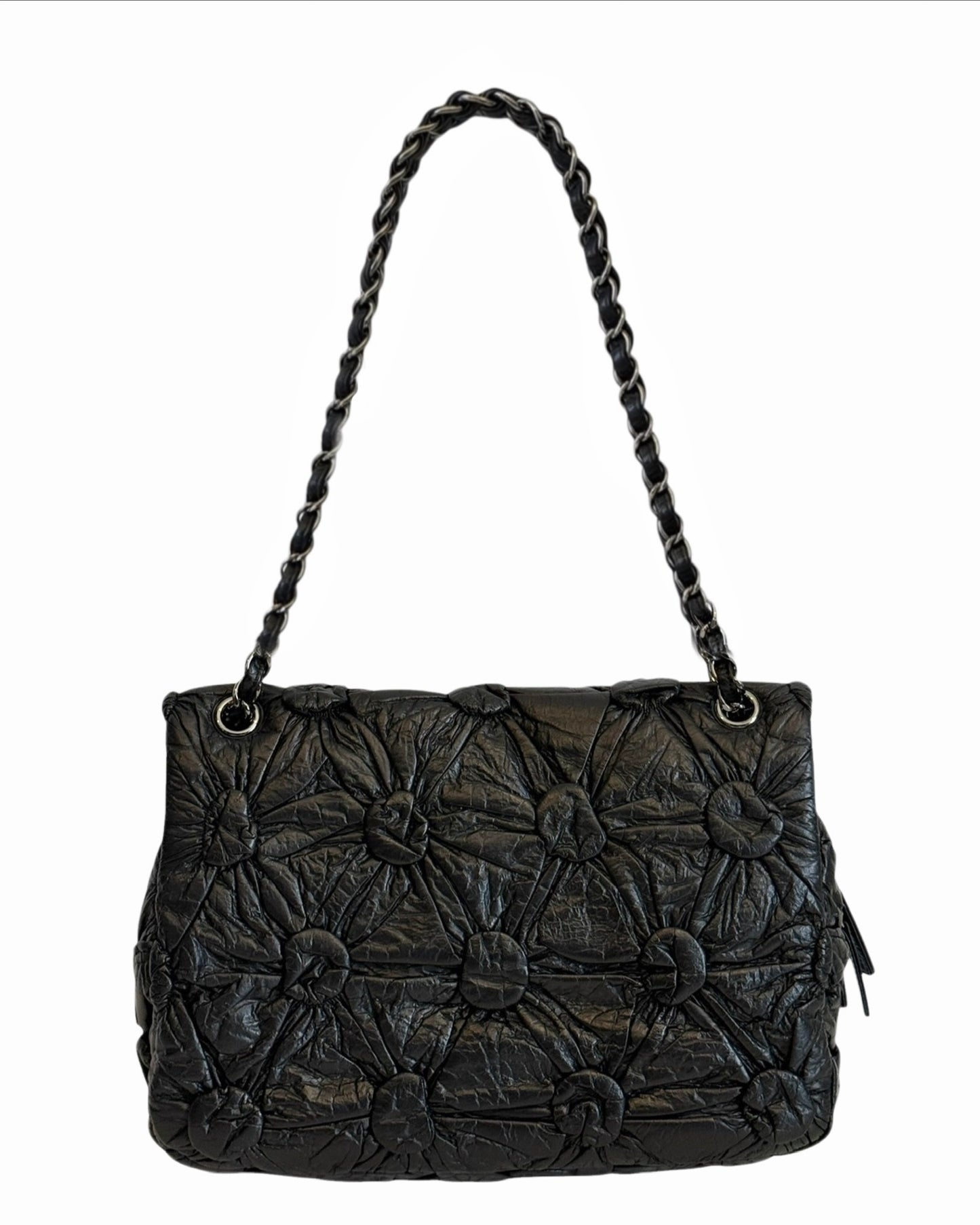Chanel F/W 2015 Black Lemaire Puffed Draped Lambskin Large Classic Flap Bag