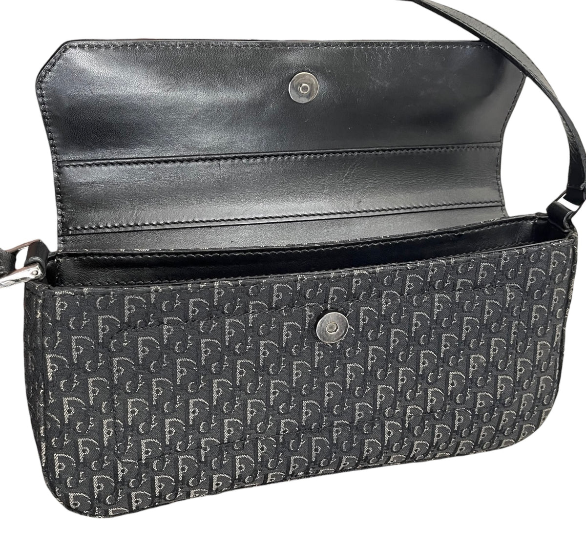 Dior Vintage 2003 Black Diorissimo Monogram Small Street Chic Columbus Shoulder Pochette Bag