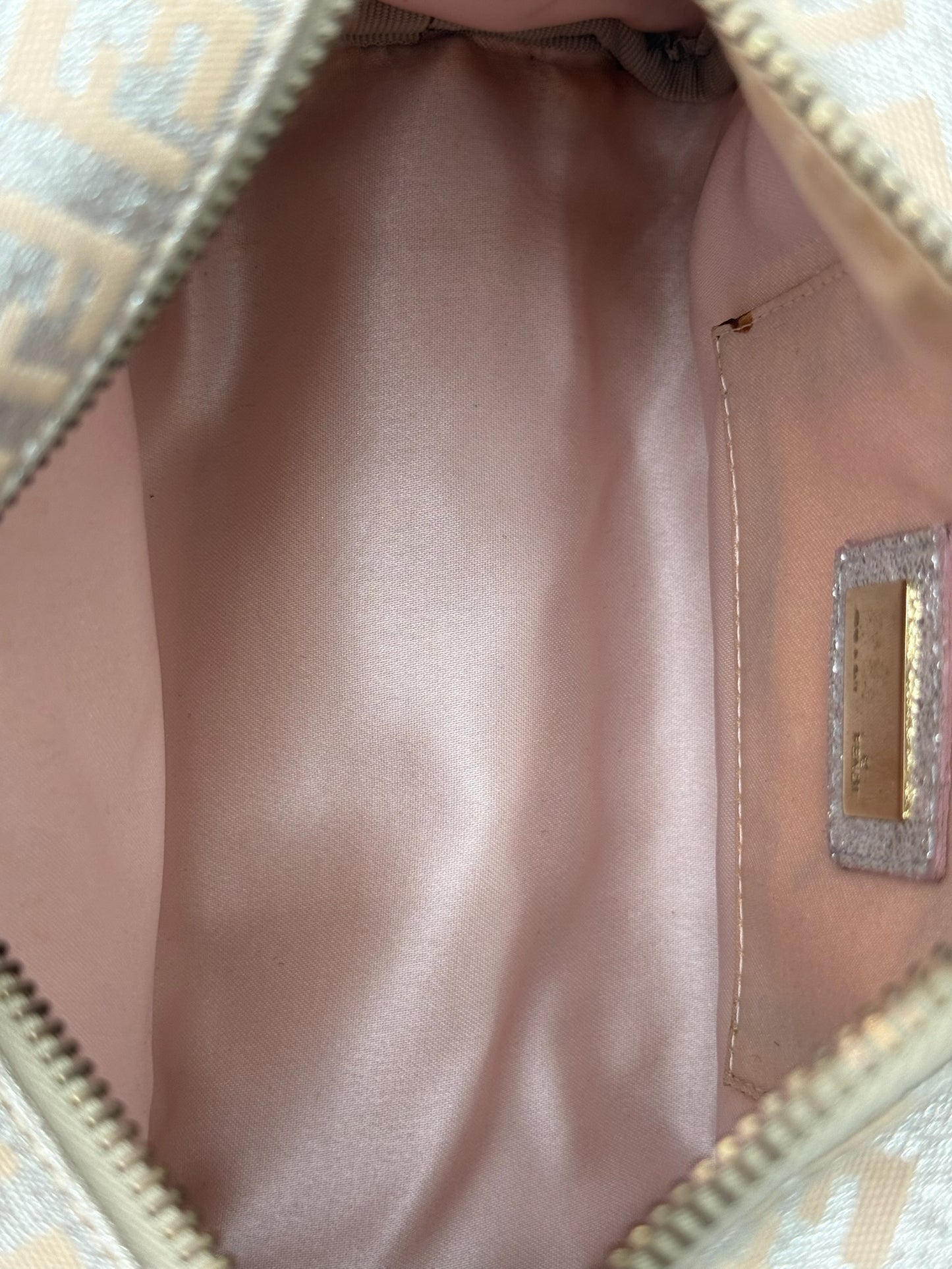 Fendi Vintage Metallic Pink Zucchino Zucca Monogram Mini Boston Top Handle Bag