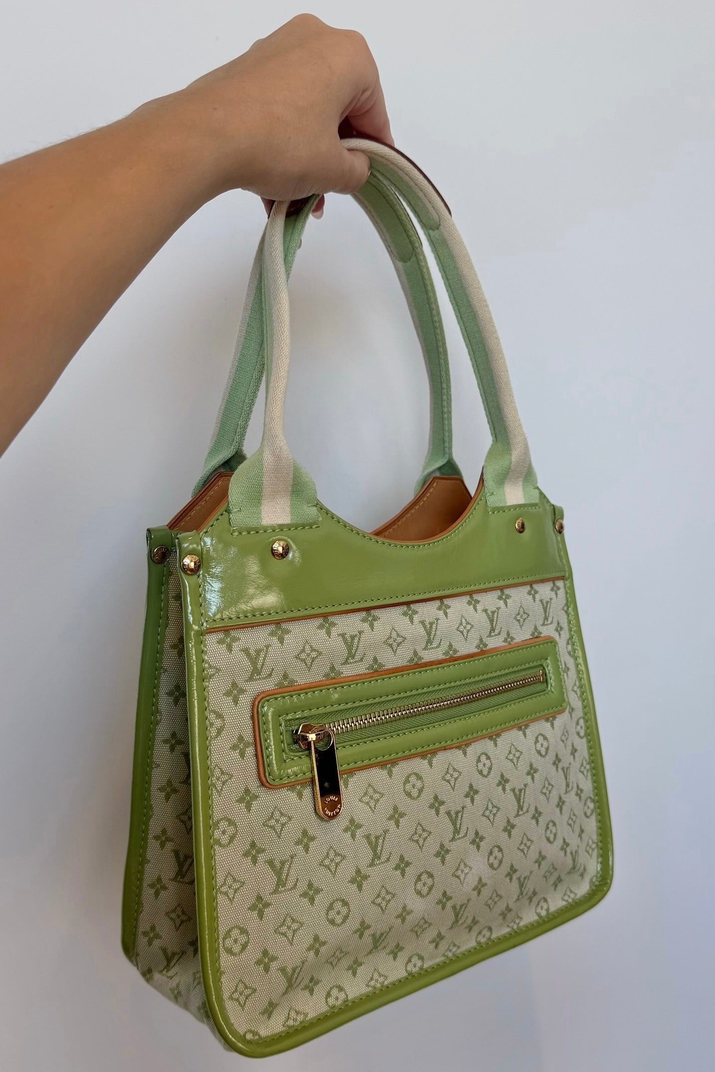 Louis Vuitton Vintage 2004 Green Mini Lin Kathleen Shoulder Bag