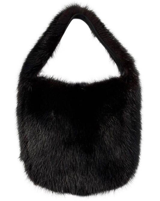 Gucci by Tom Ford Vintage Black Mink Fur Mini Top Handle Evening Bag