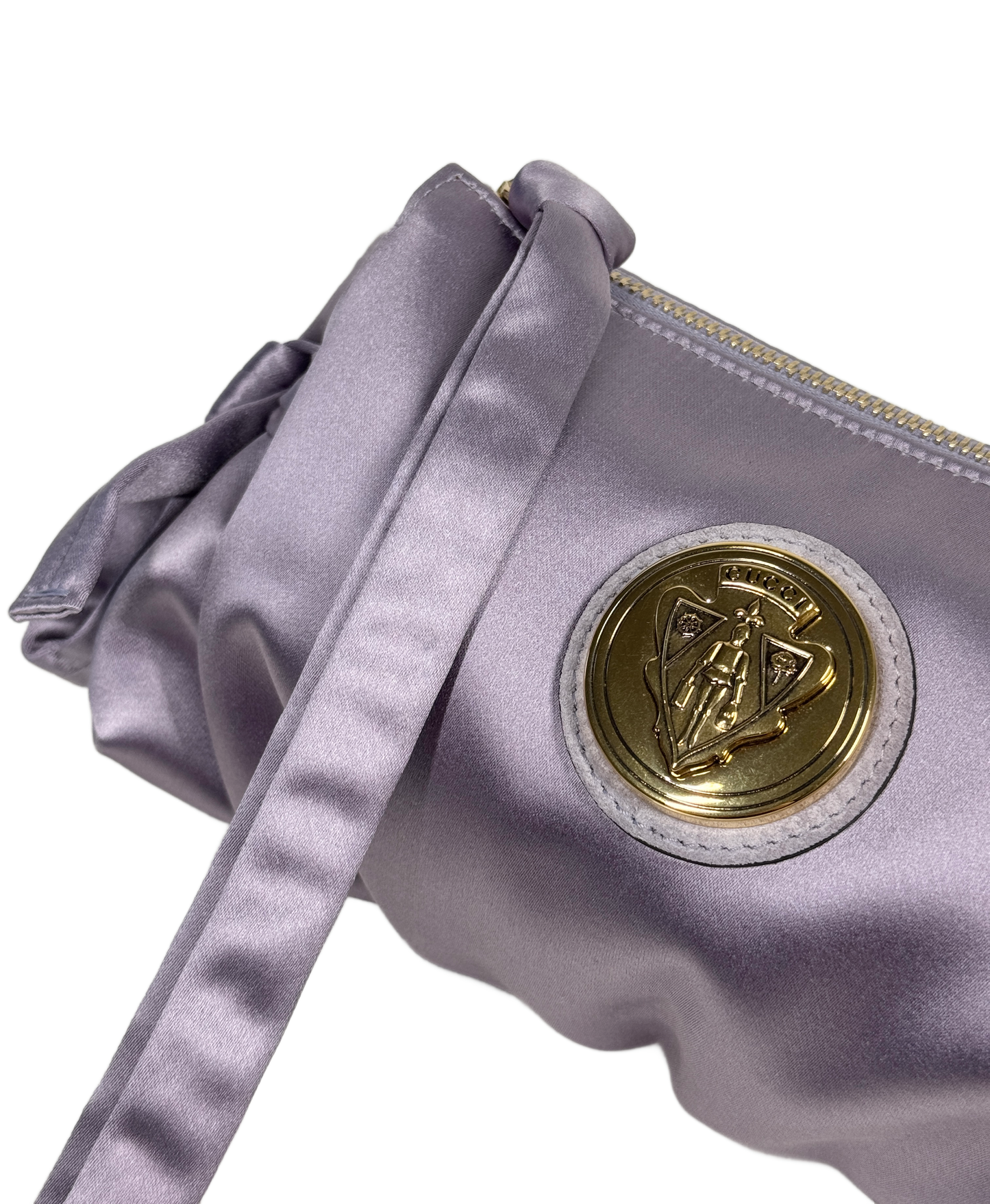 Gucci Vintage Lilac Purple Satin Hysteria Wristlet Clutch Bag