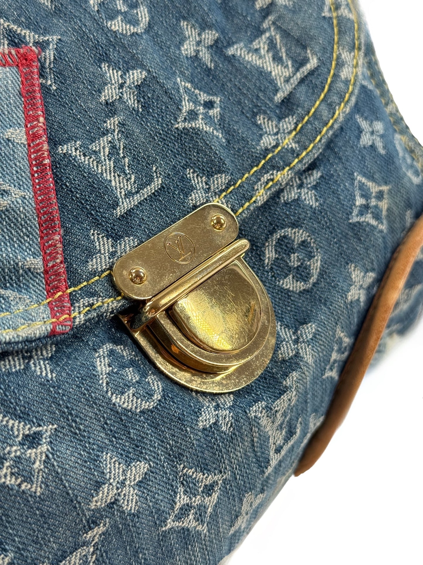 Louis Vuitton Vintage 2007 Blue Denim Monogram Patchwork Bowly Bag