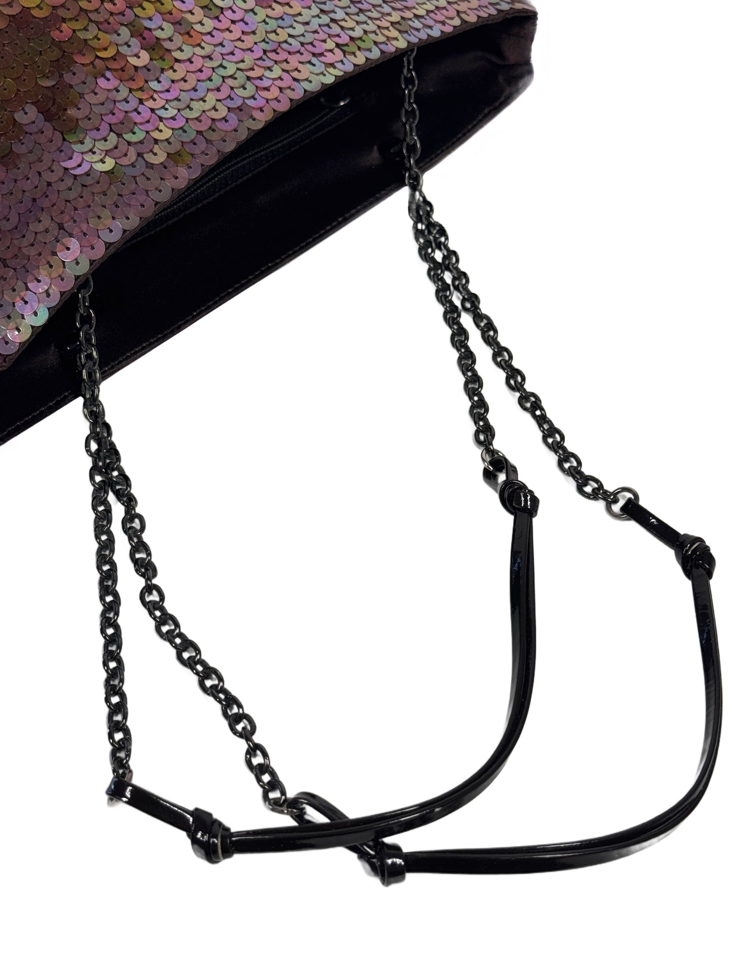 Prada Vintage Purple Iridescent Satin Sequin Embellished Chain Mini Shoulder Bag