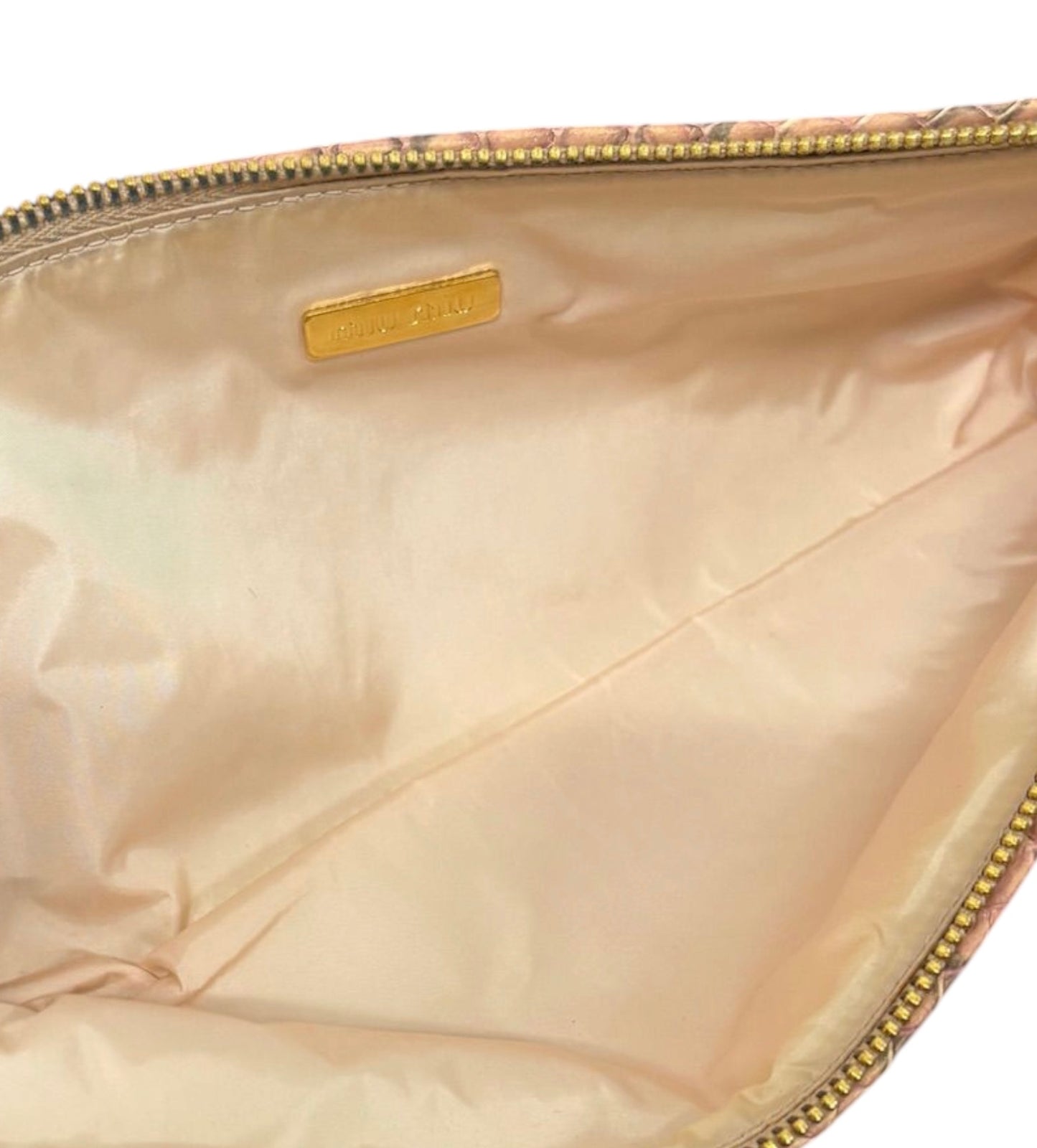 Miu Miu Vintage Metallic Pink and Gold Python Wristet Clutch