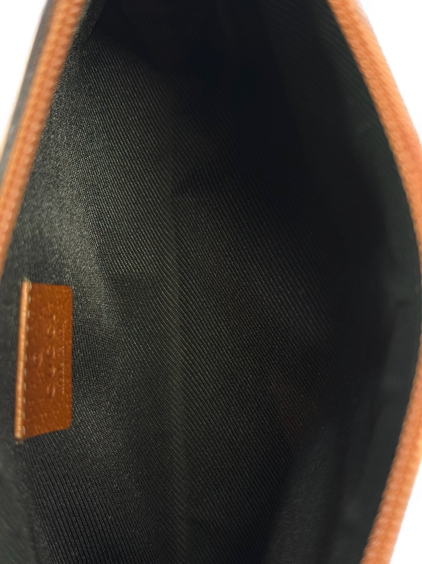 Gucci Vintage Brown GG Monogram Orange Leather Trim Abbey Pochette