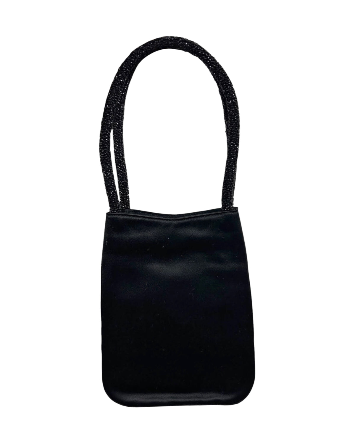Gucci Vintage Black Satin GG Beaded Mini Evening Bag