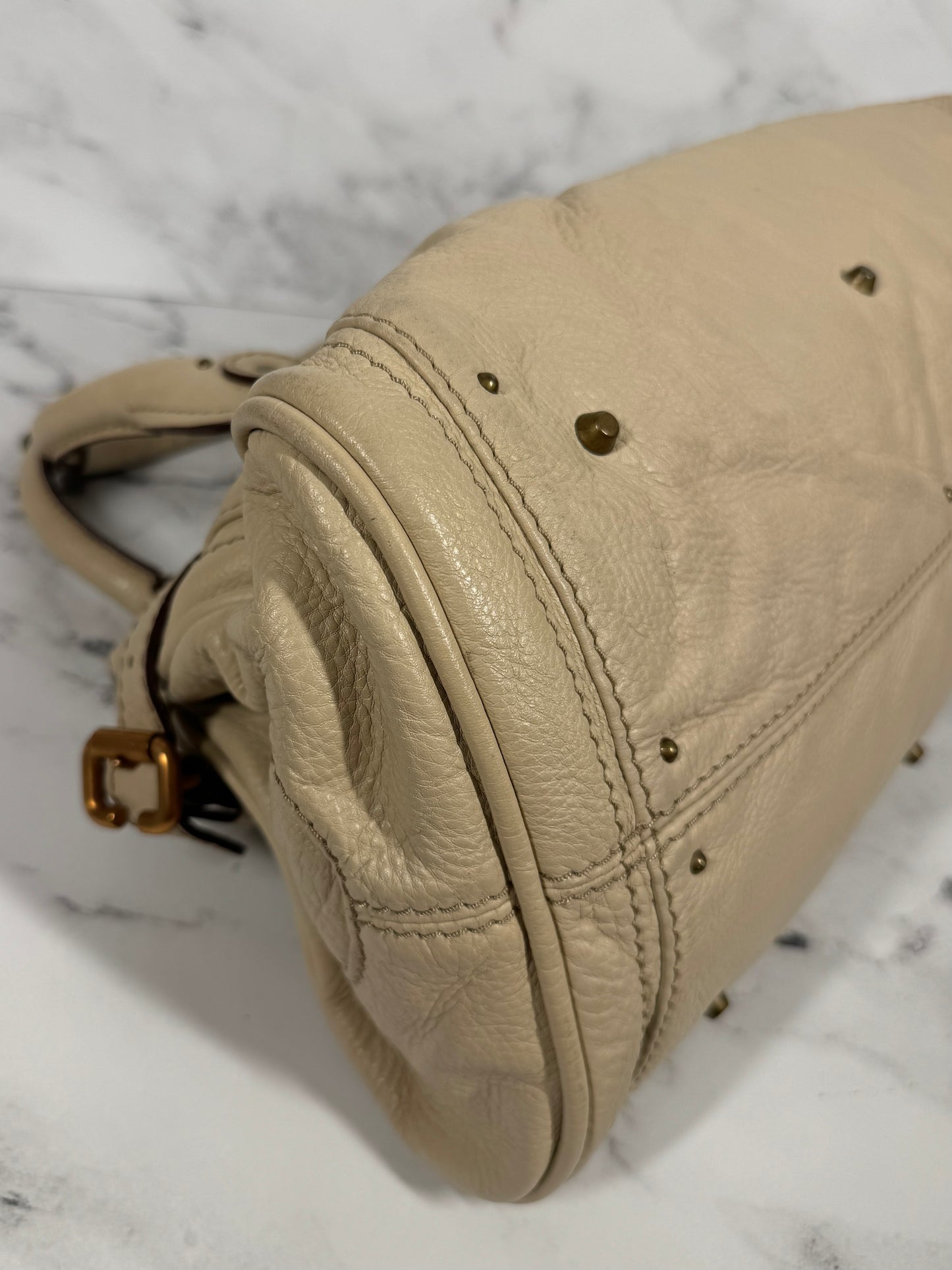 Chloé Vintage Beige Leather Paddington Shoulder Bag