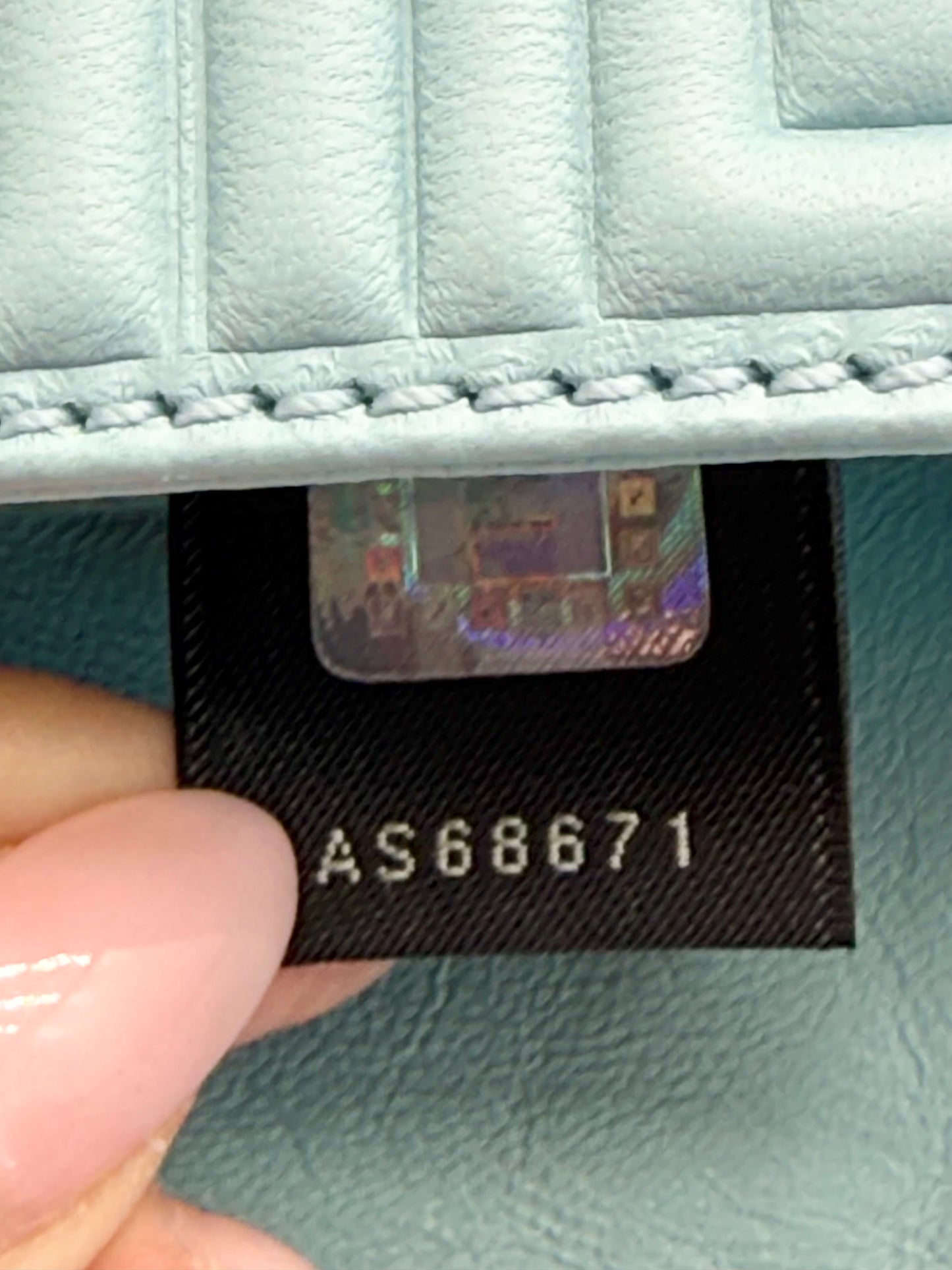 Fendi Vintage Blue Nappa Embossed Logo Leather Shoulder Baguette Bag