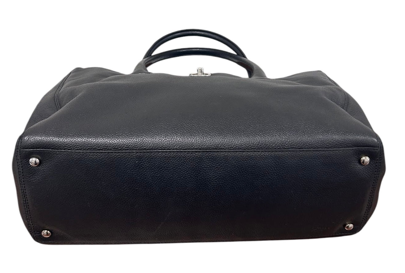 Chanel Vintage 00s Black Deerskin Medium Cerf Executive Tote Bag with SHW