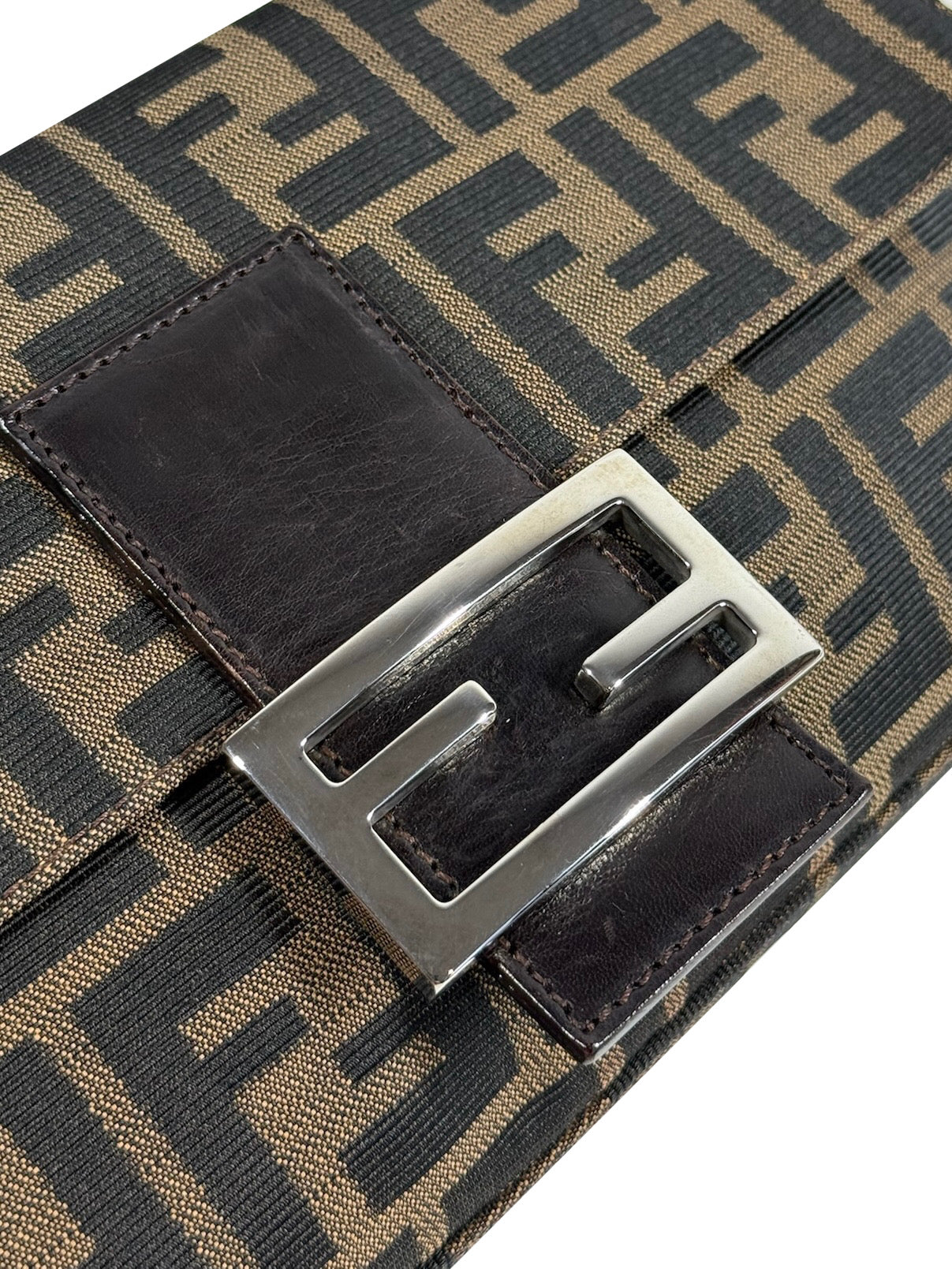 Fendi Vintage Brown Zucca Monogram Classic Baguette