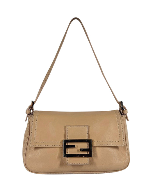 Fendi Vintage Baby Pink Calfskin Leather Stitch Mini Mamma Baguette Shoulder Bag