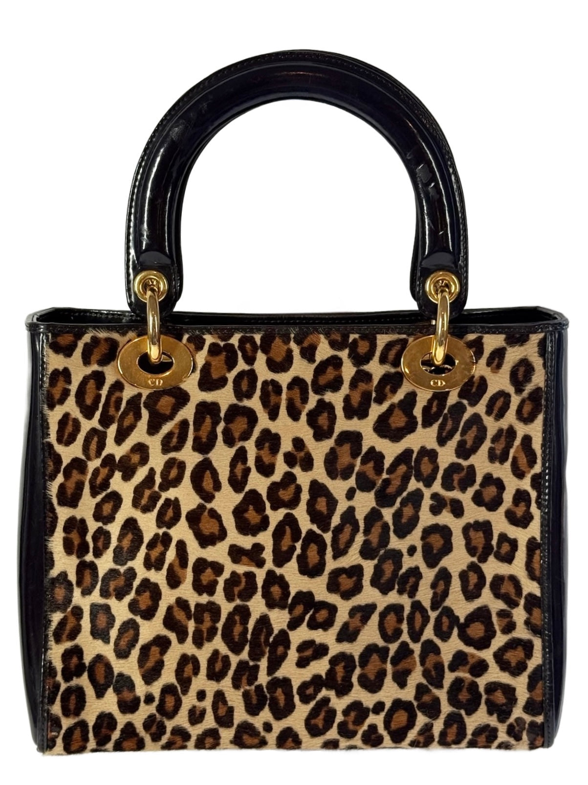 Dior Vintage Leopard Print Pony Hair Small Lady Dior Bag