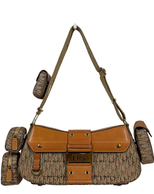 Dior Vintage 2002 Brown Trotter Diorissimo Monogram Canvas Columbus Street Chic Shoulder Bag with Detachable Pouches
